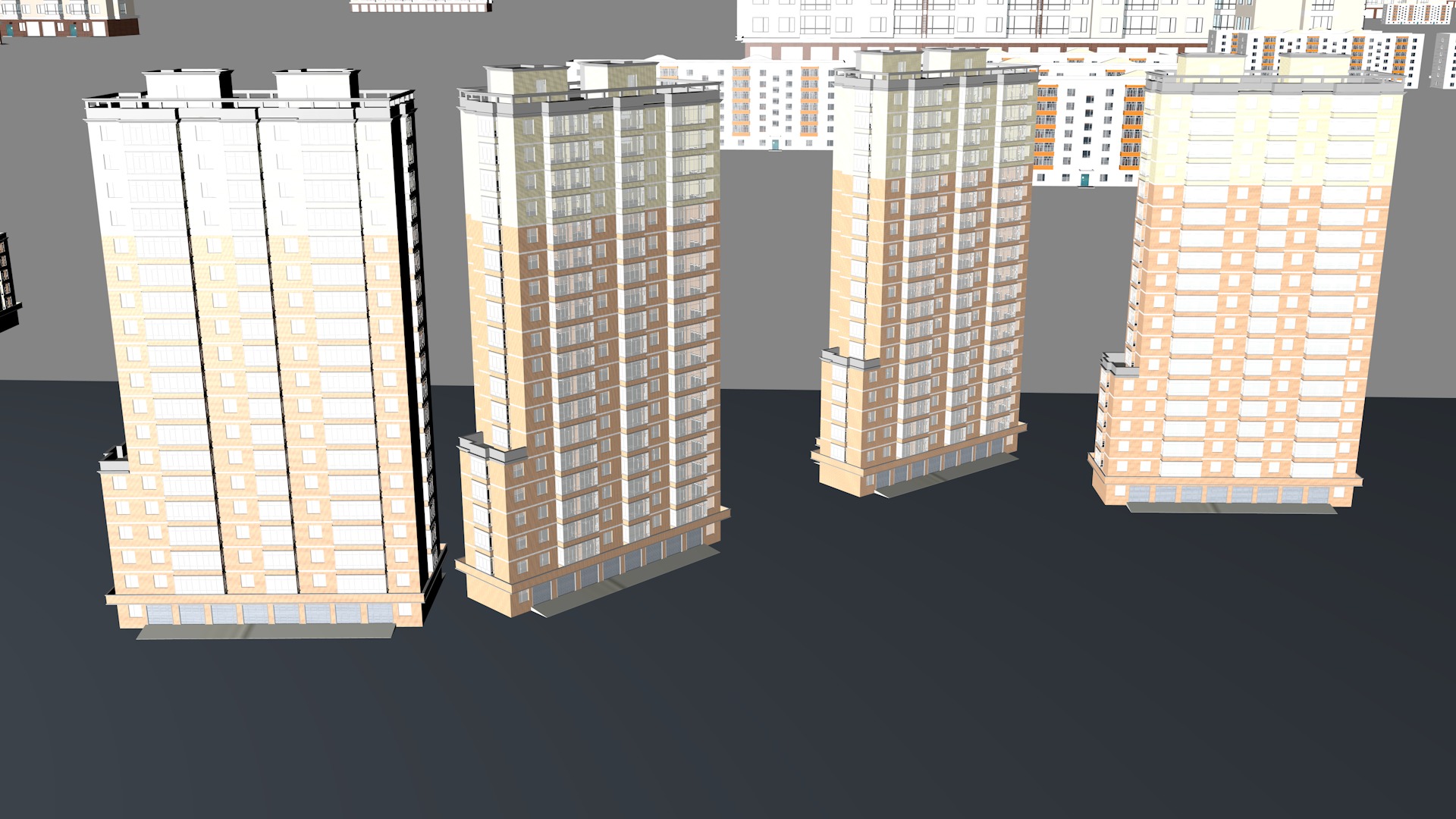 Modern birdseye view of urban planning Urban buildings office 3D model_8