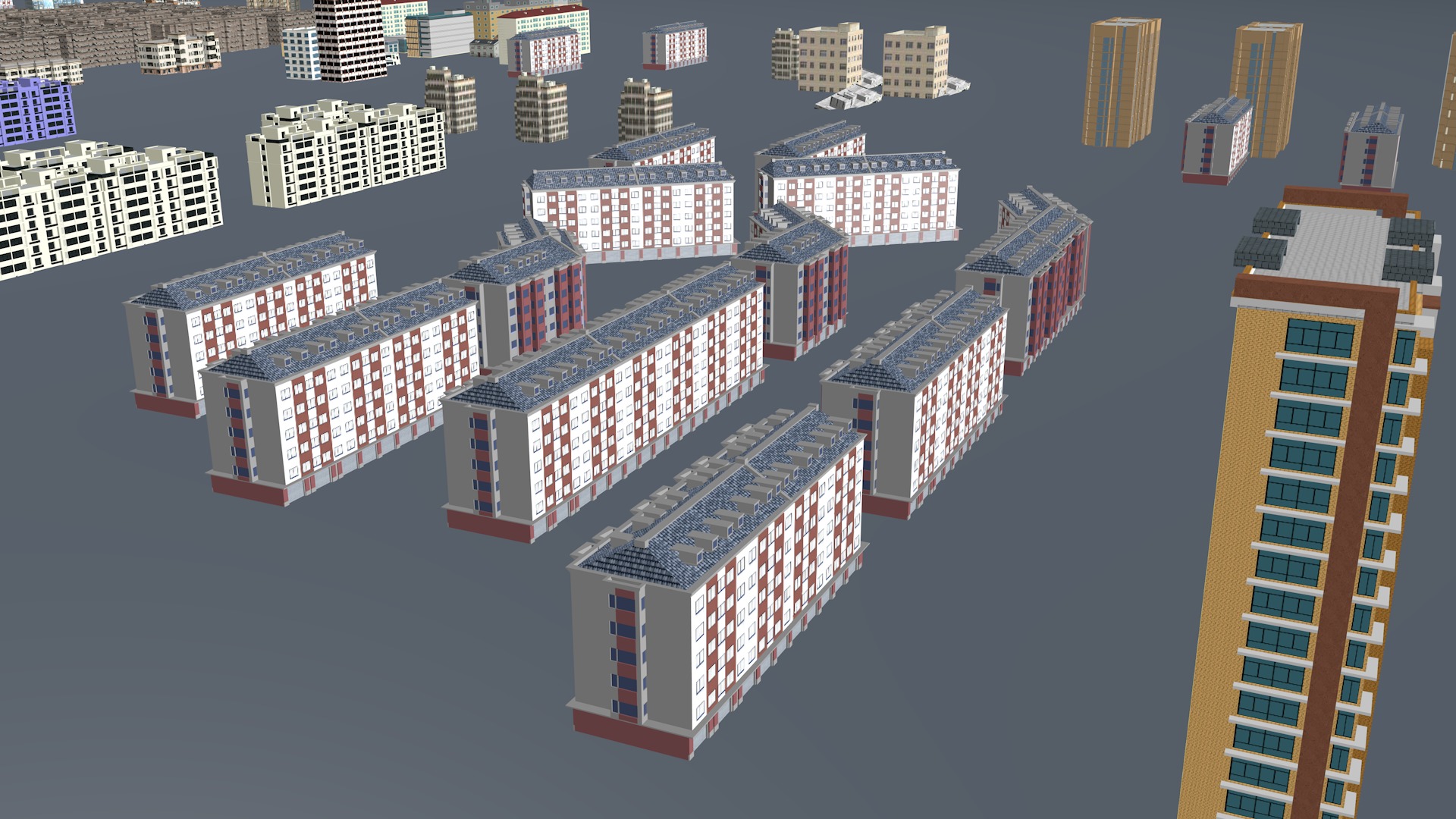 Modern birdseye view of urban planning Urban buildings office 3D model_28