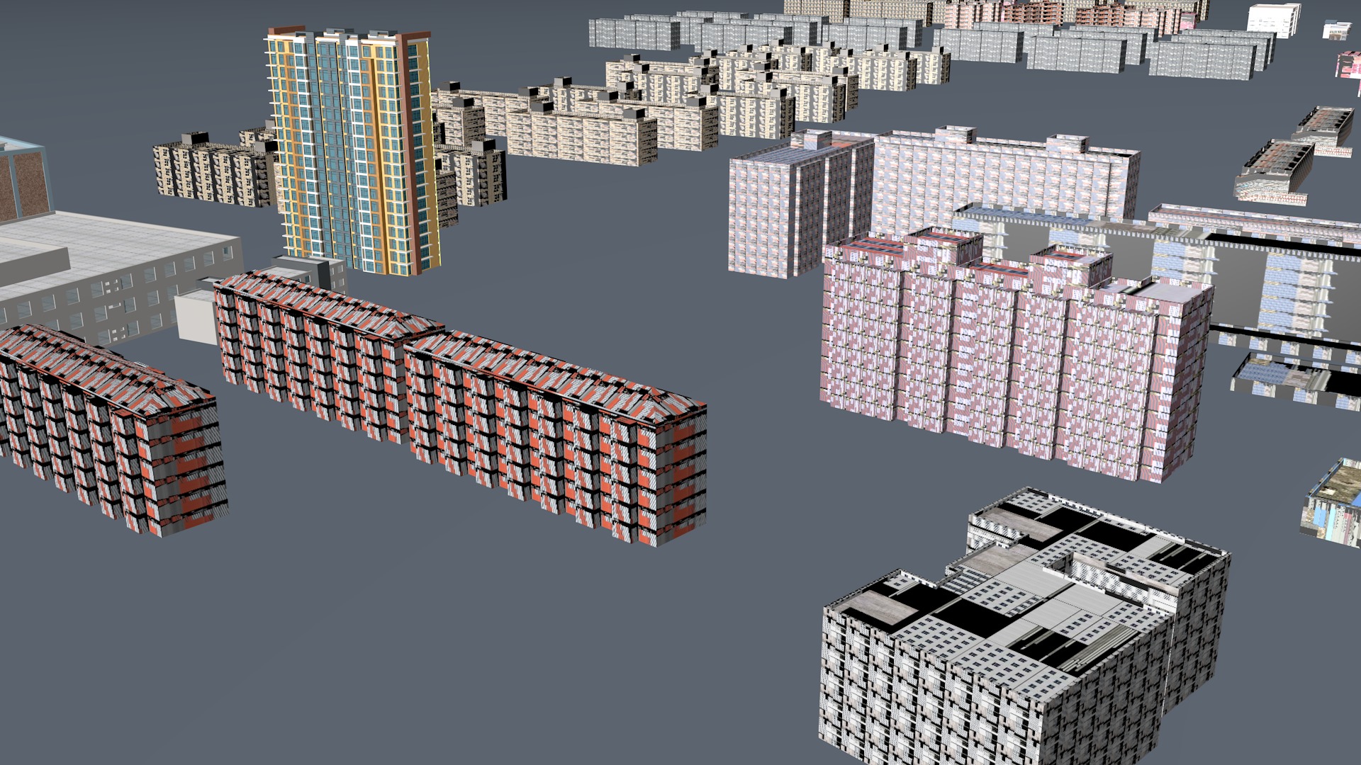 Modern birdseye view of urban planning Urban buildings office 3D model_3