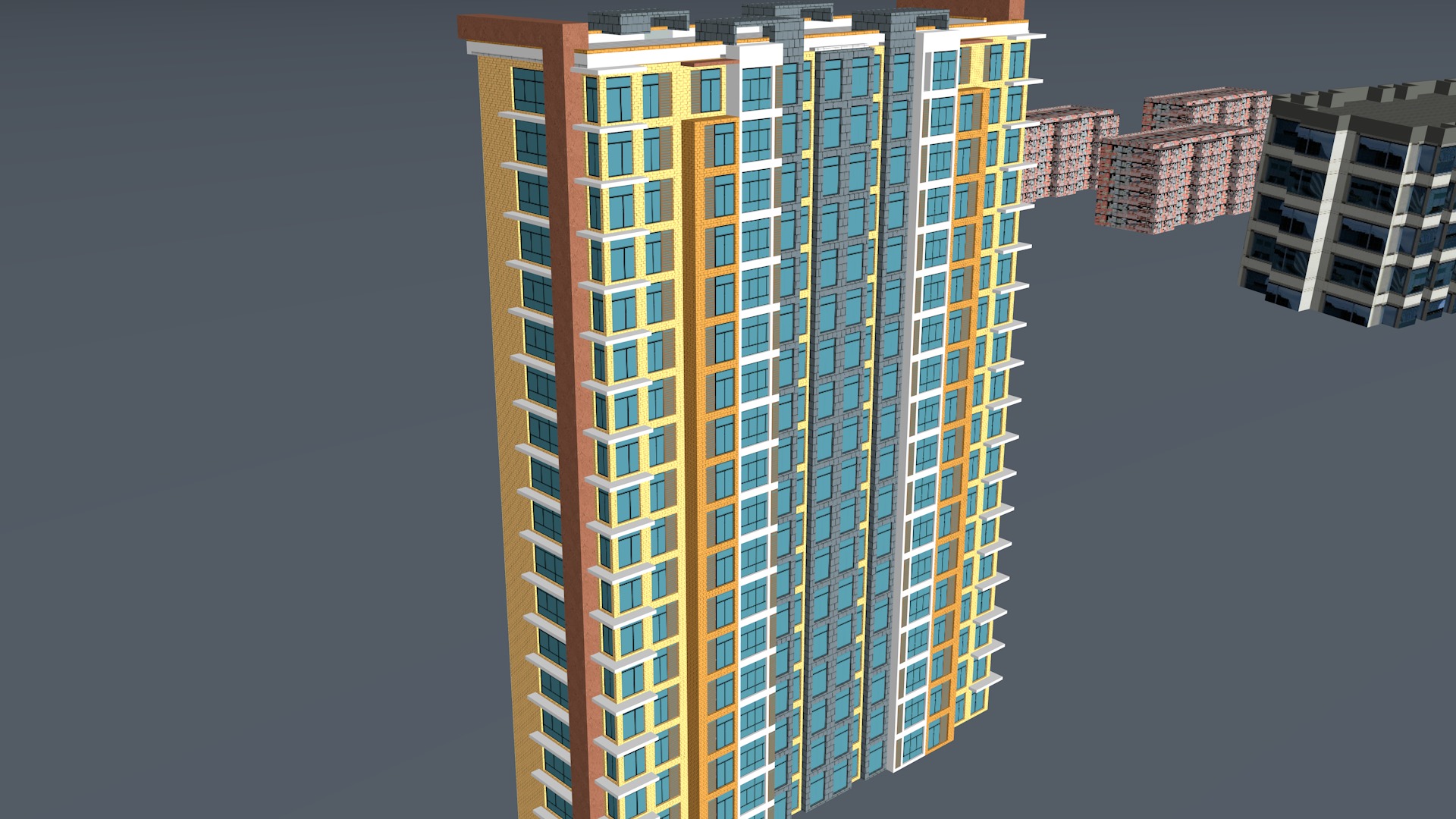 Modern birdseye view of urban planning Urban buildings office 3D model_6