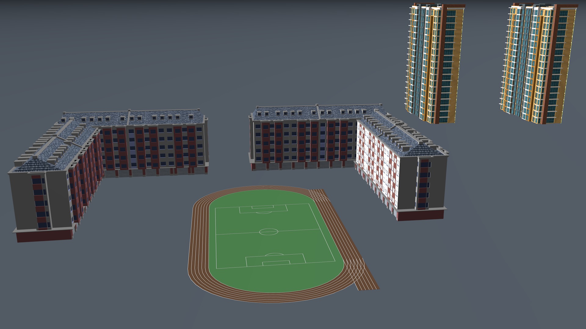 Modern birdseye view of urban planning Urban buildings office 3D model_11