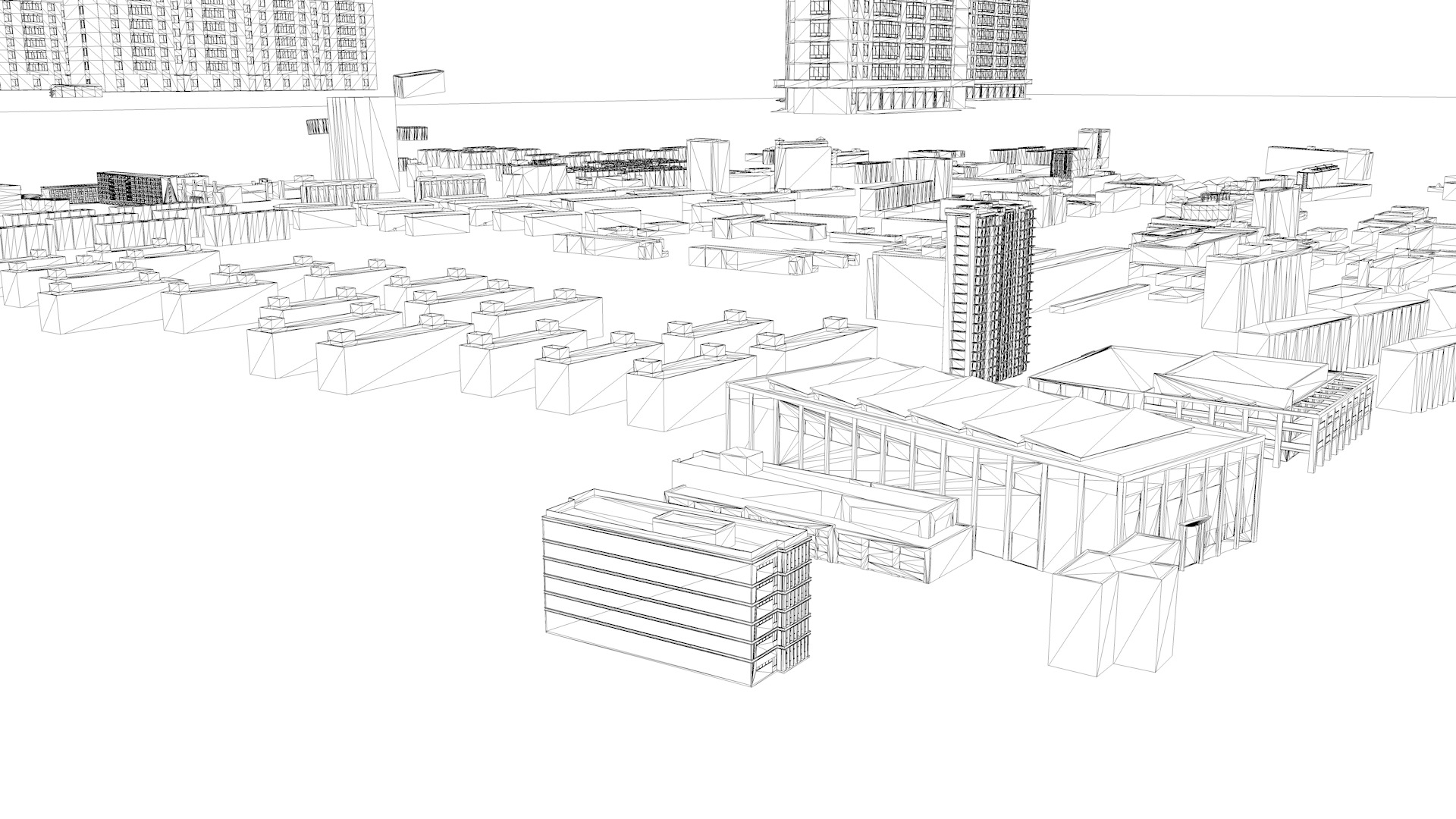 Modern birdseye view of urban planning Urban buildings office 3D model_15