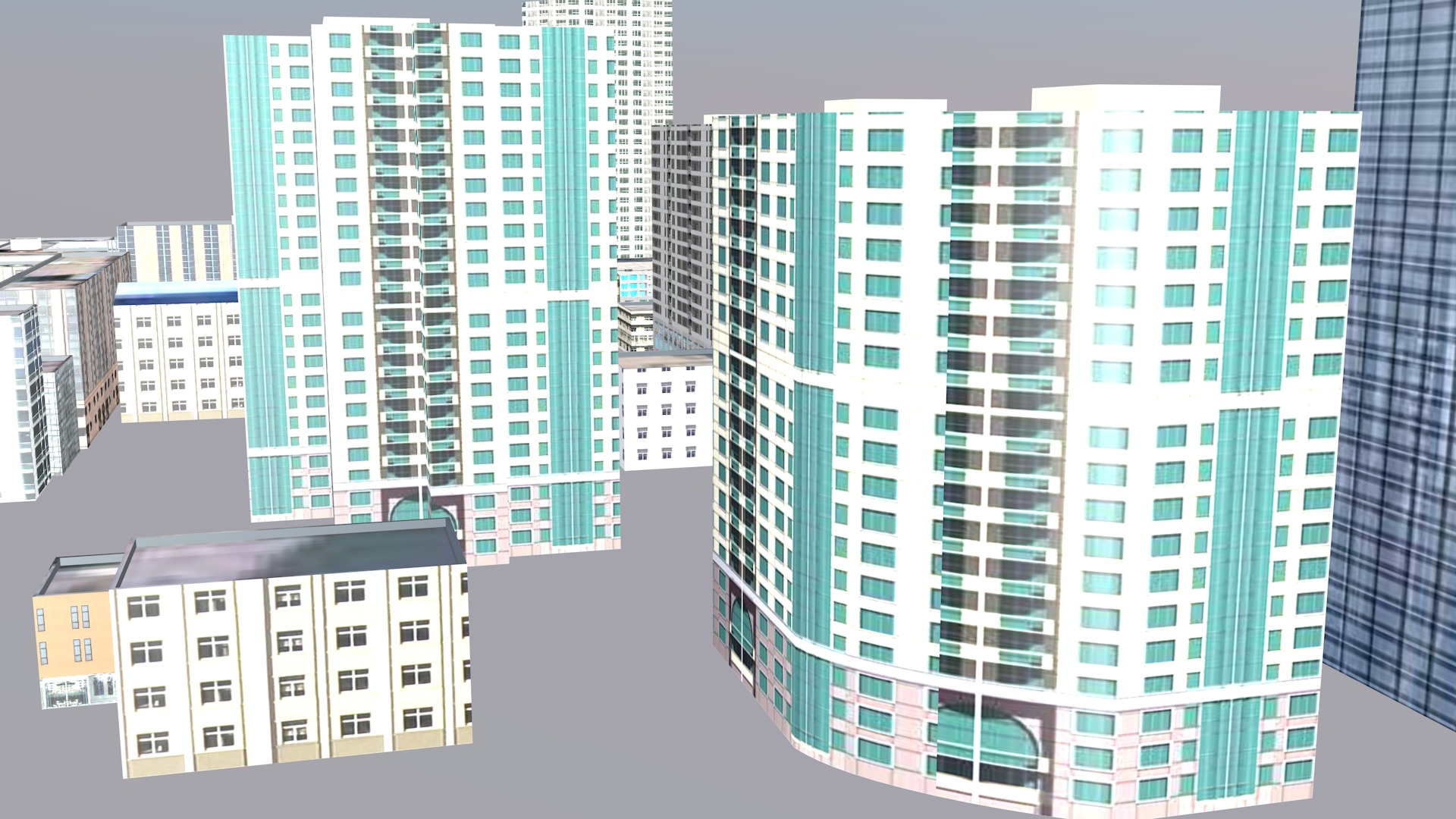 Modern birdseye view of urban planning Urban buildings office 3D model_1