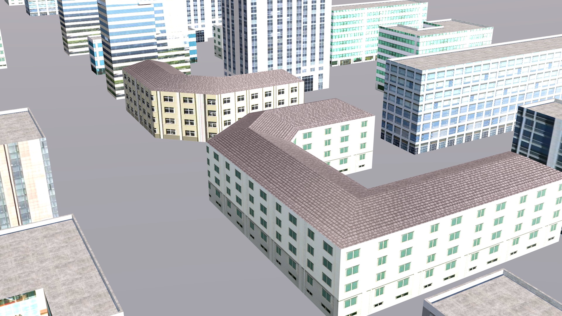 Modern birdseye view of urban planning Urban buildings office 3D model_8