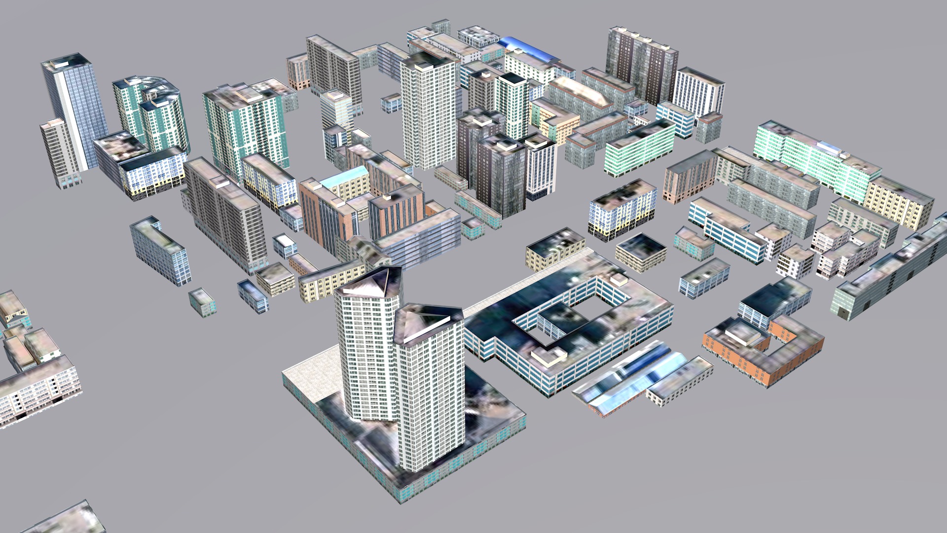 Modern birdseye view of urban planning Urban buildings office 3D model_15