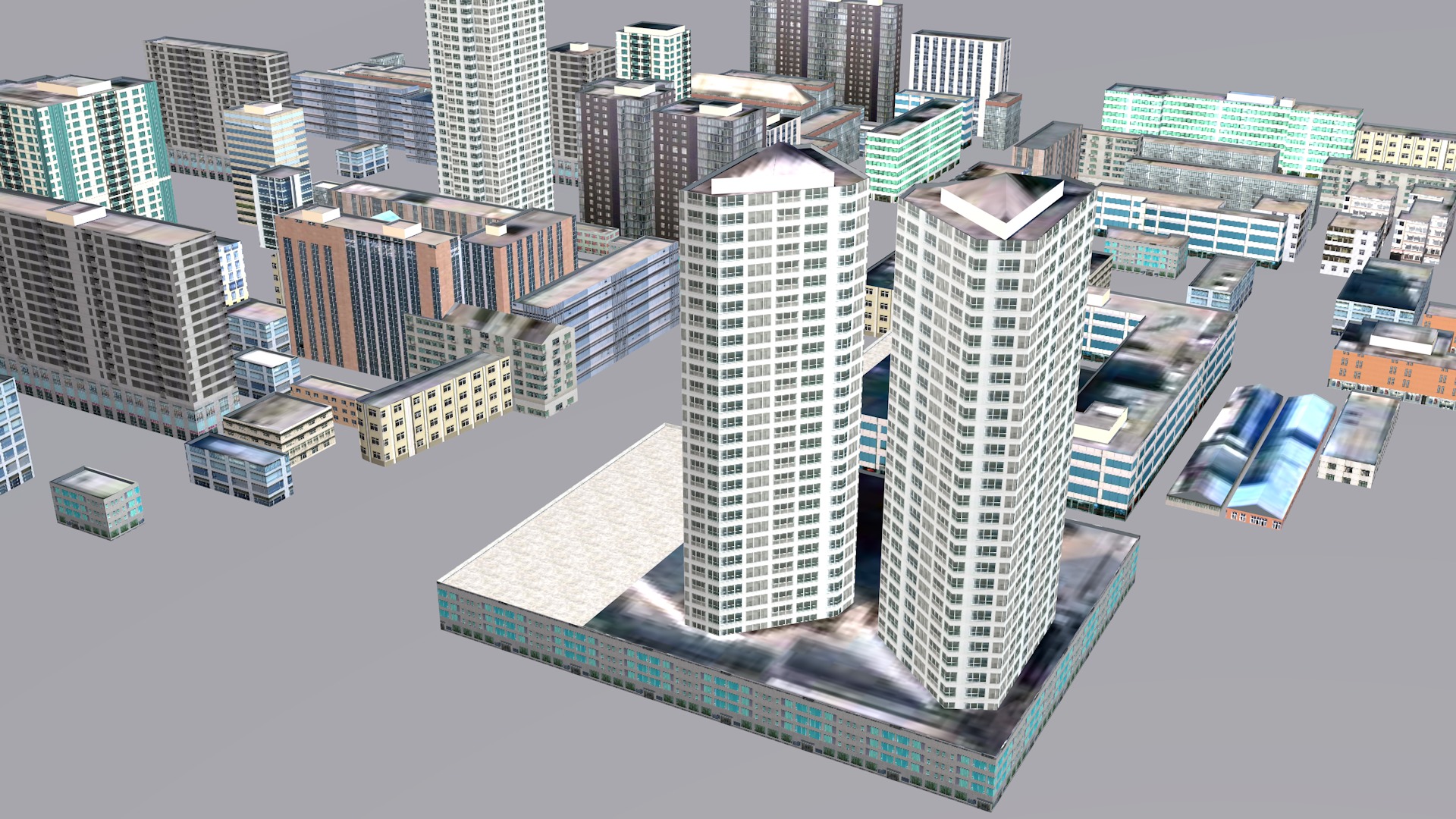 Modern birdseye view of urban planning Urban buildings office 3D model_16