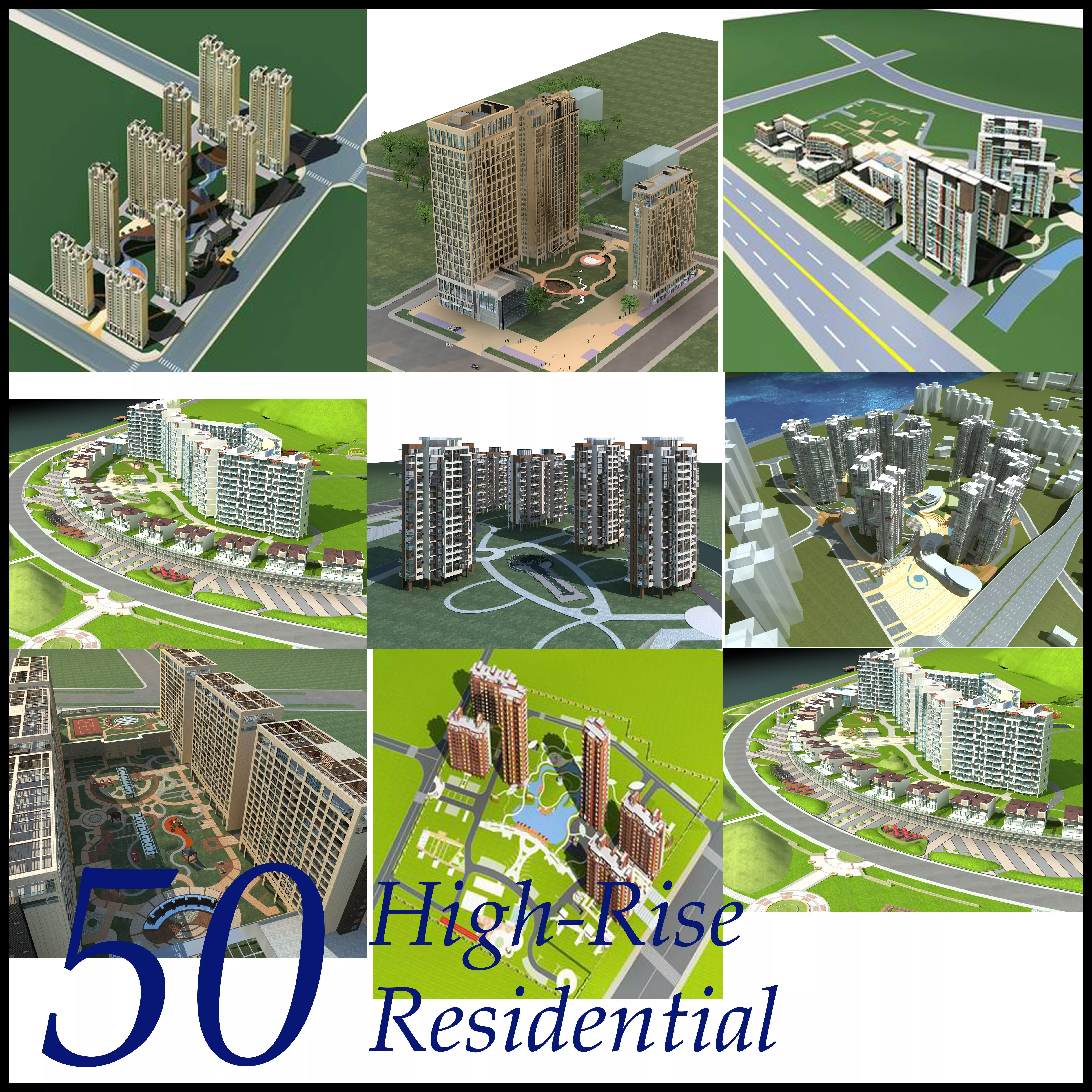 High-Rise Residential Building Collection 50 items Vol1  3D model_0