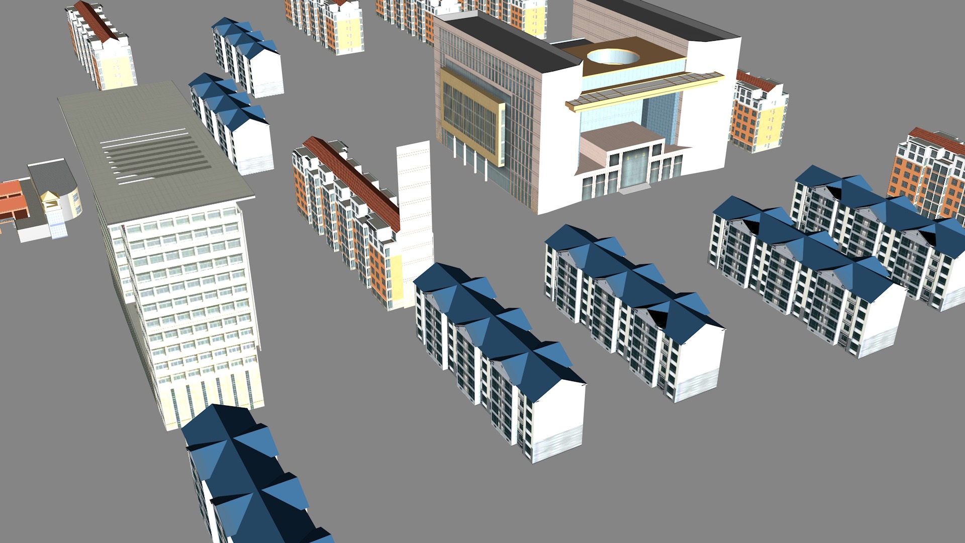 Modern birdseye view of urban planning Urban buildings office 3D model_6