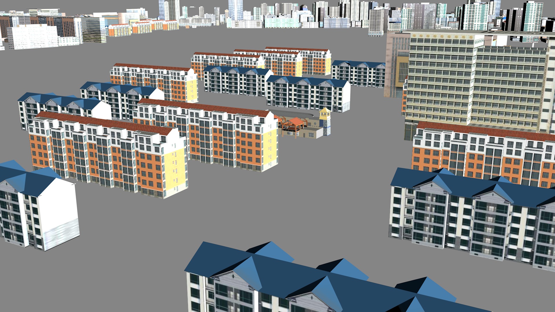 Modern birdseye view of urban planning Urban buildings office 3D model_5