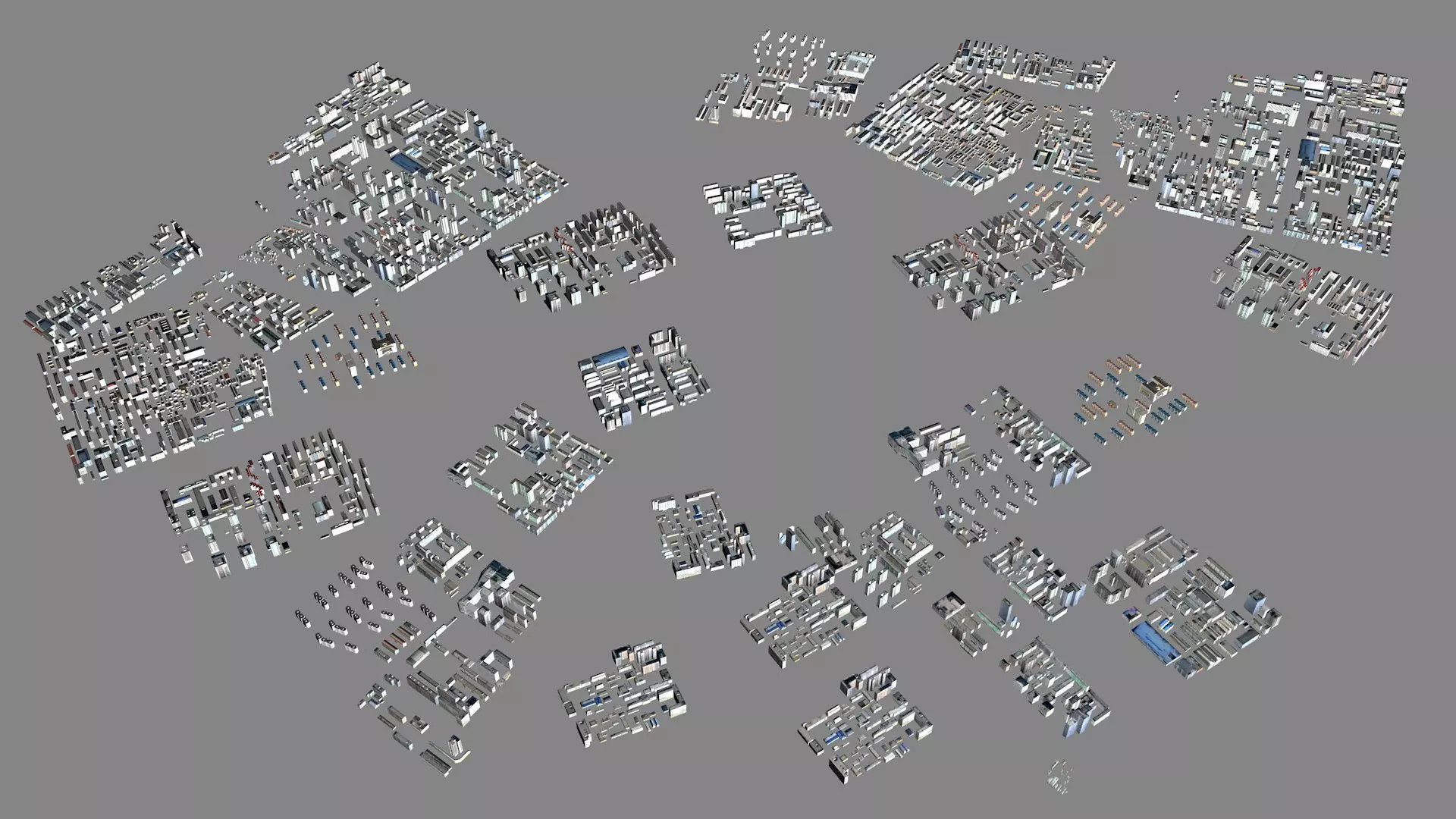 Modern birdseye view of urban planning Urban buildings office 3D model_0