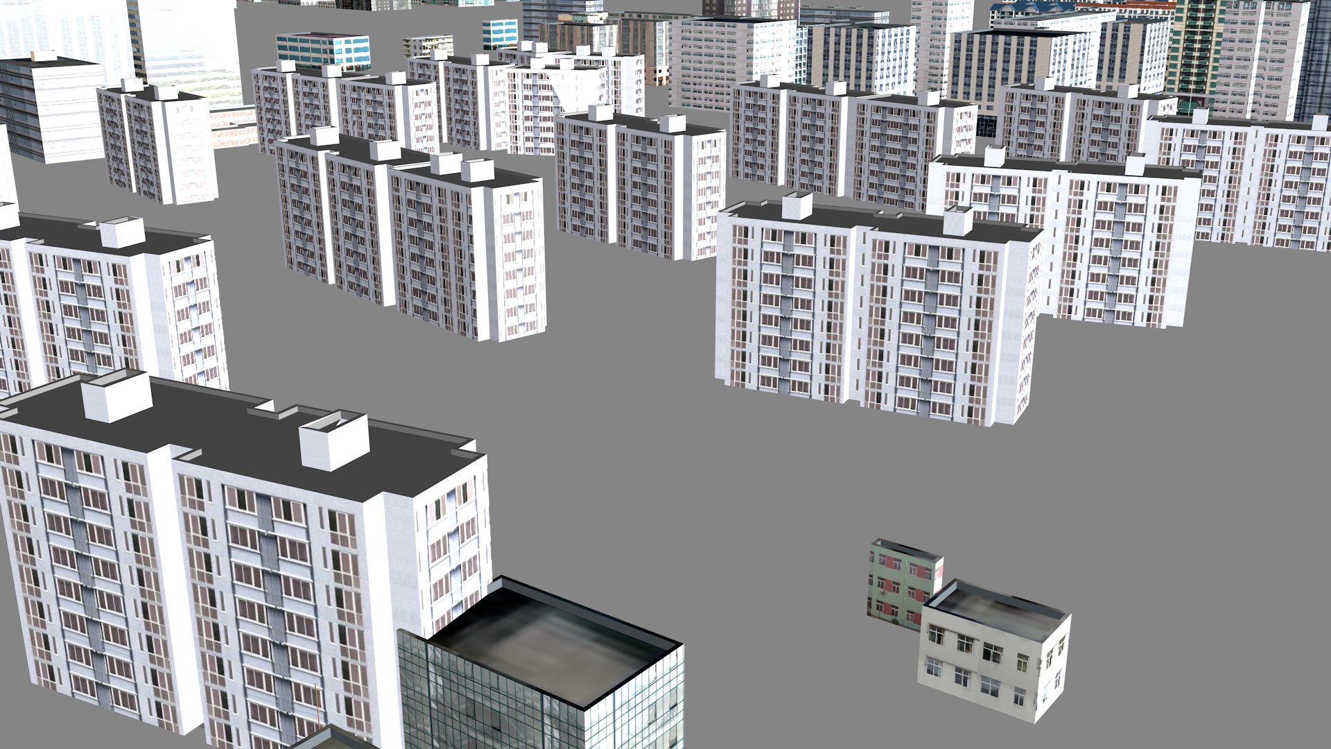 Modern birdseye view of urban planning Urban buildings office 3D model_3