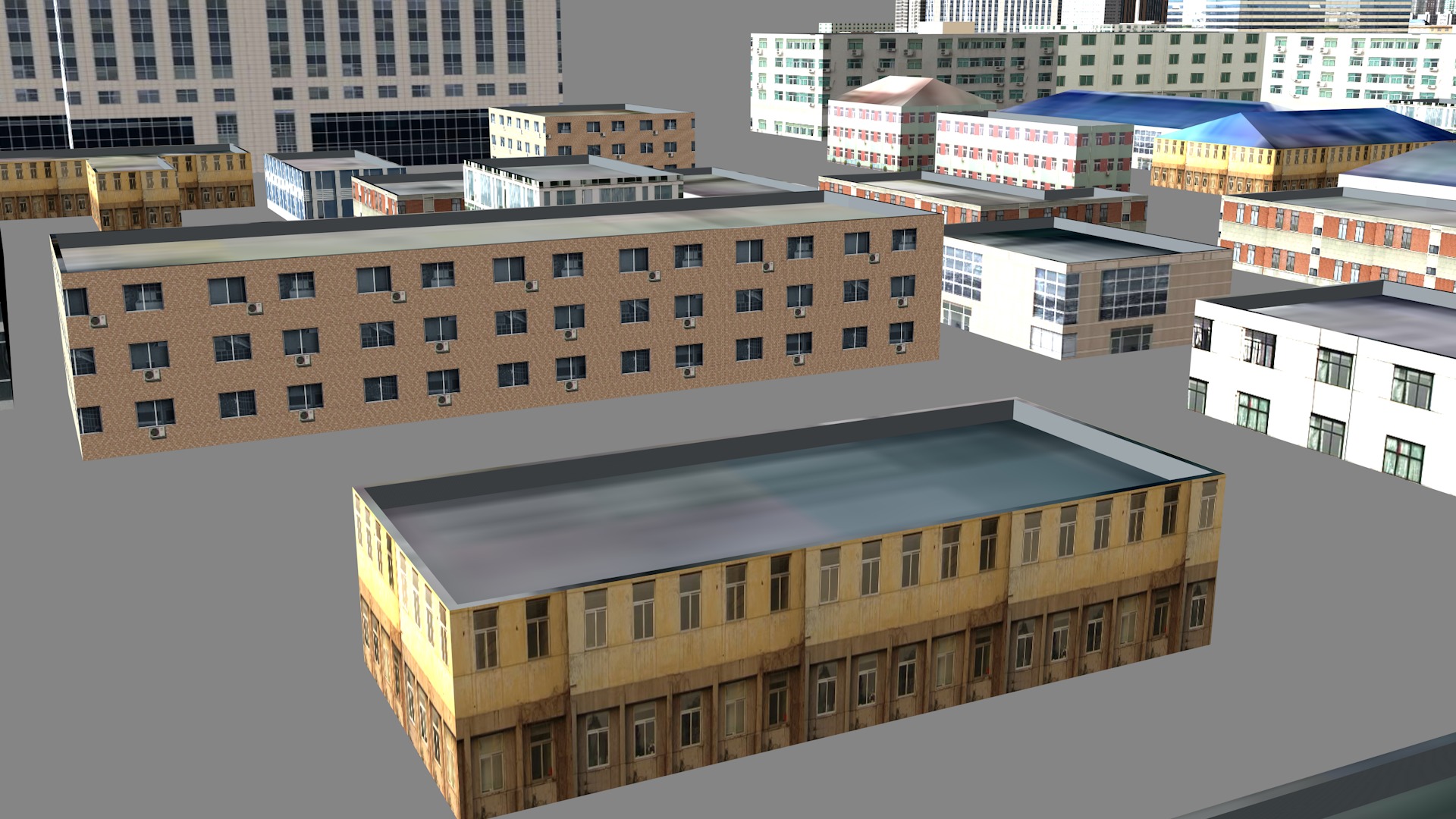Modern birdseye view of urban planning Urban buildings office 3D model_14