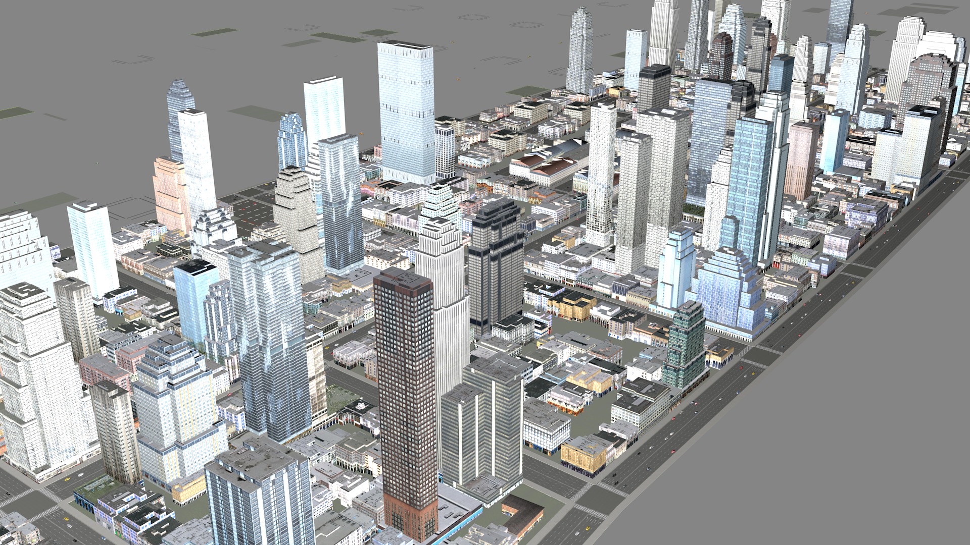 Modern birdseye view of urban Urban buildings office buildings 3D model_10
