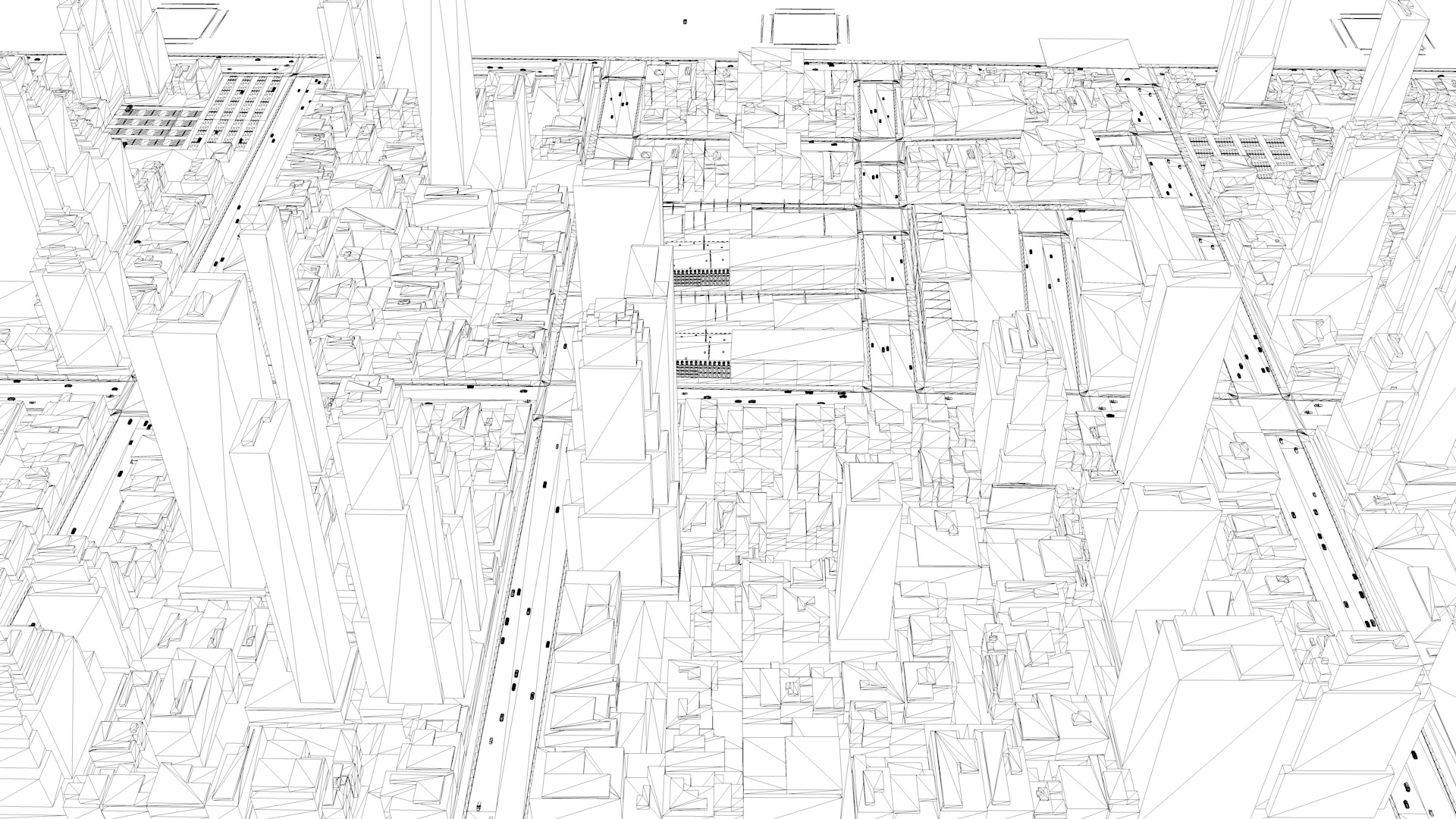 Modern birdseye view of urban Urban buildings office buildings 3D model_7