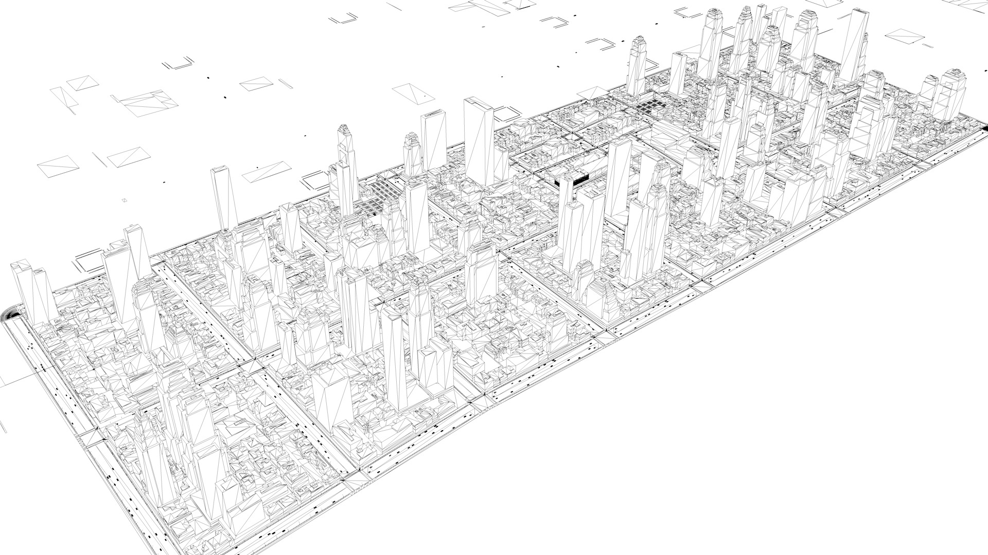 Modern birdseye view of urban Urban buildings office buildings 3D model_15
