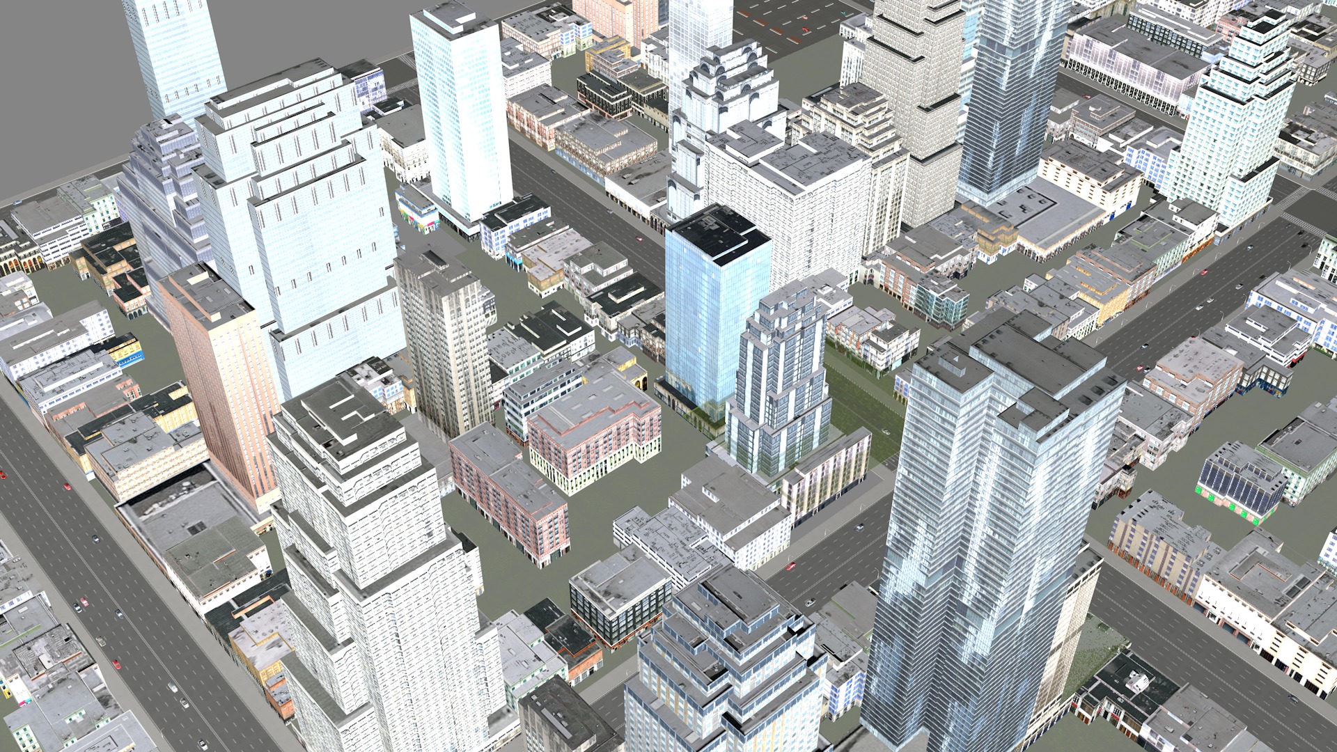 Modern birdseye view of urban Urban buildings office buildings 3D model_25