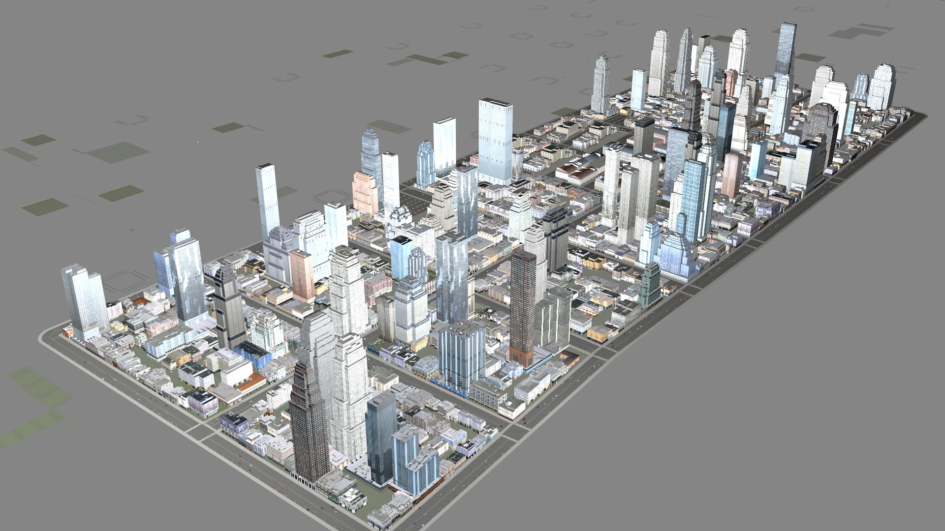 Modern birdseye view of urban Urban buildings office buildings 3D model_11