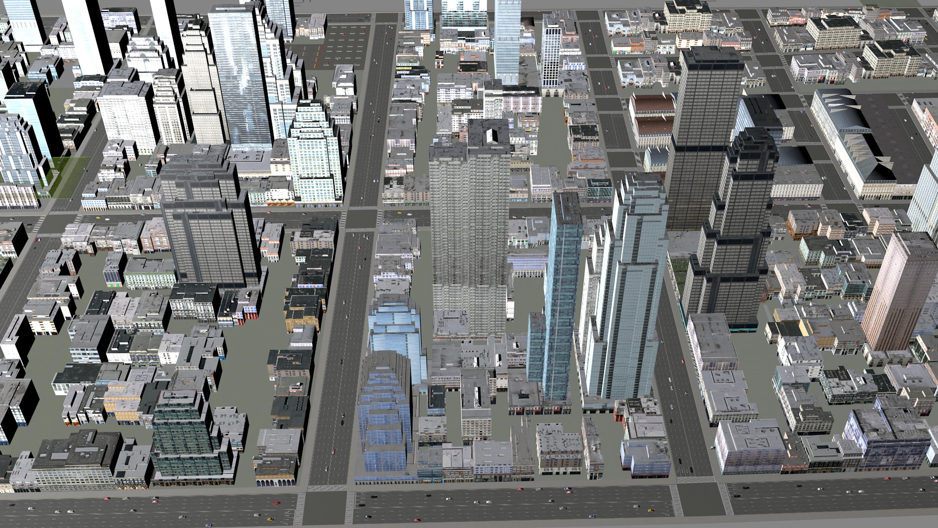 Modern birdseye view of urban Urban buildings office buildings 3D model_2