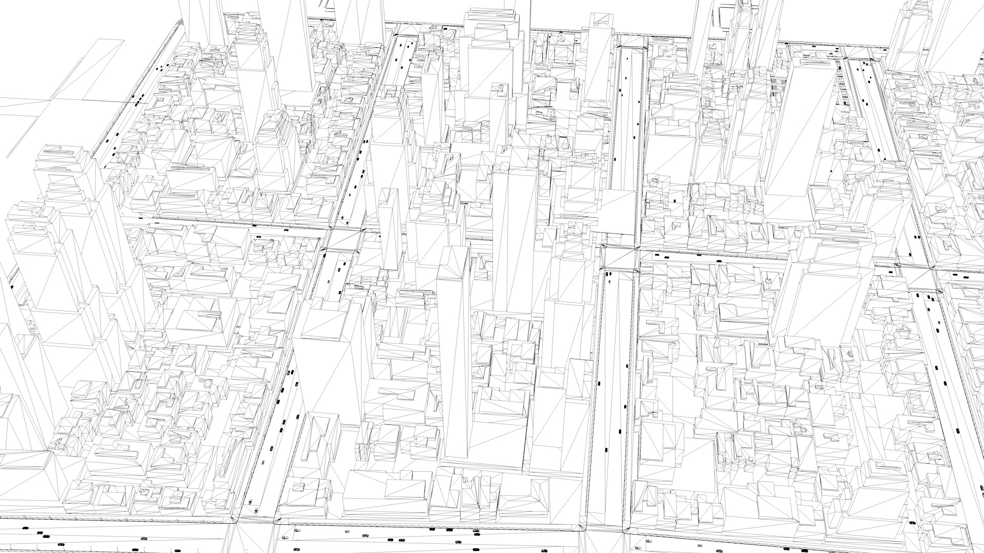 Modern birdseye view of urban Urban buildings office buildings 3D model_17