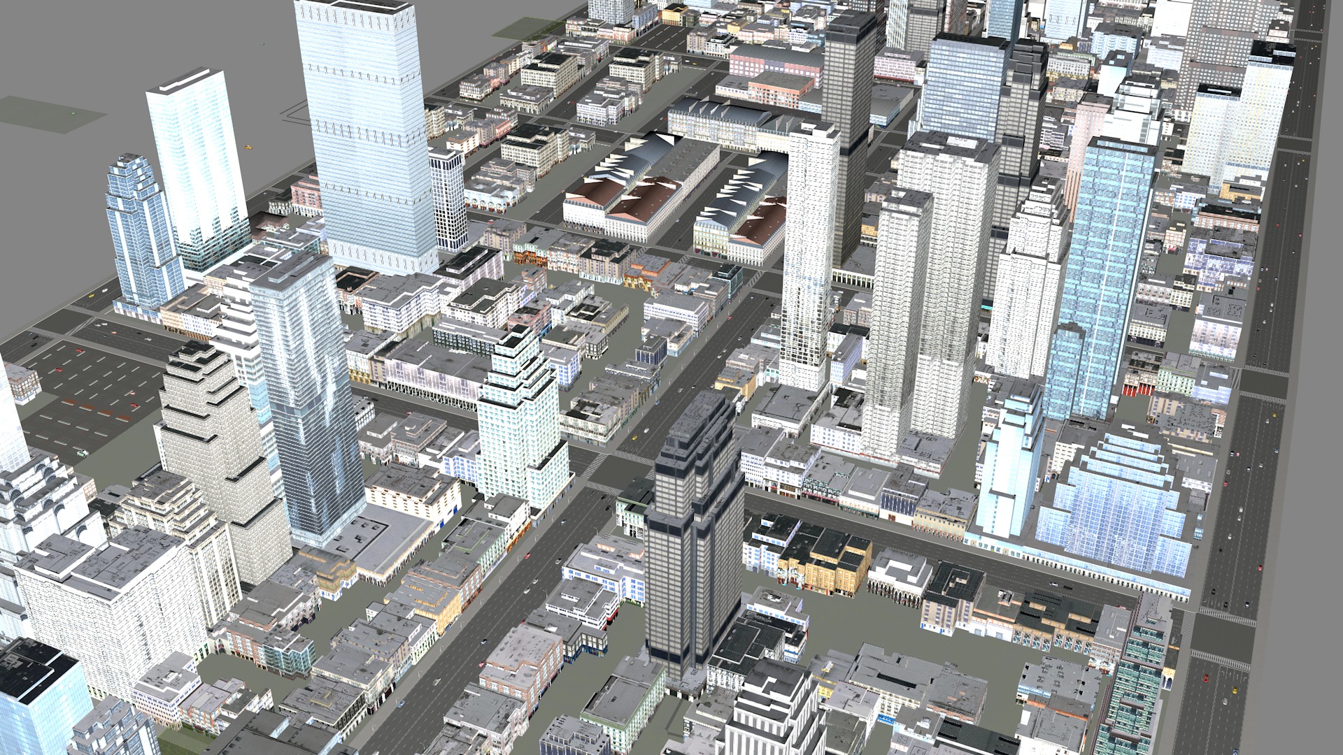 Modern birdseye view of urban Urban buildings office buildings 3D model_26