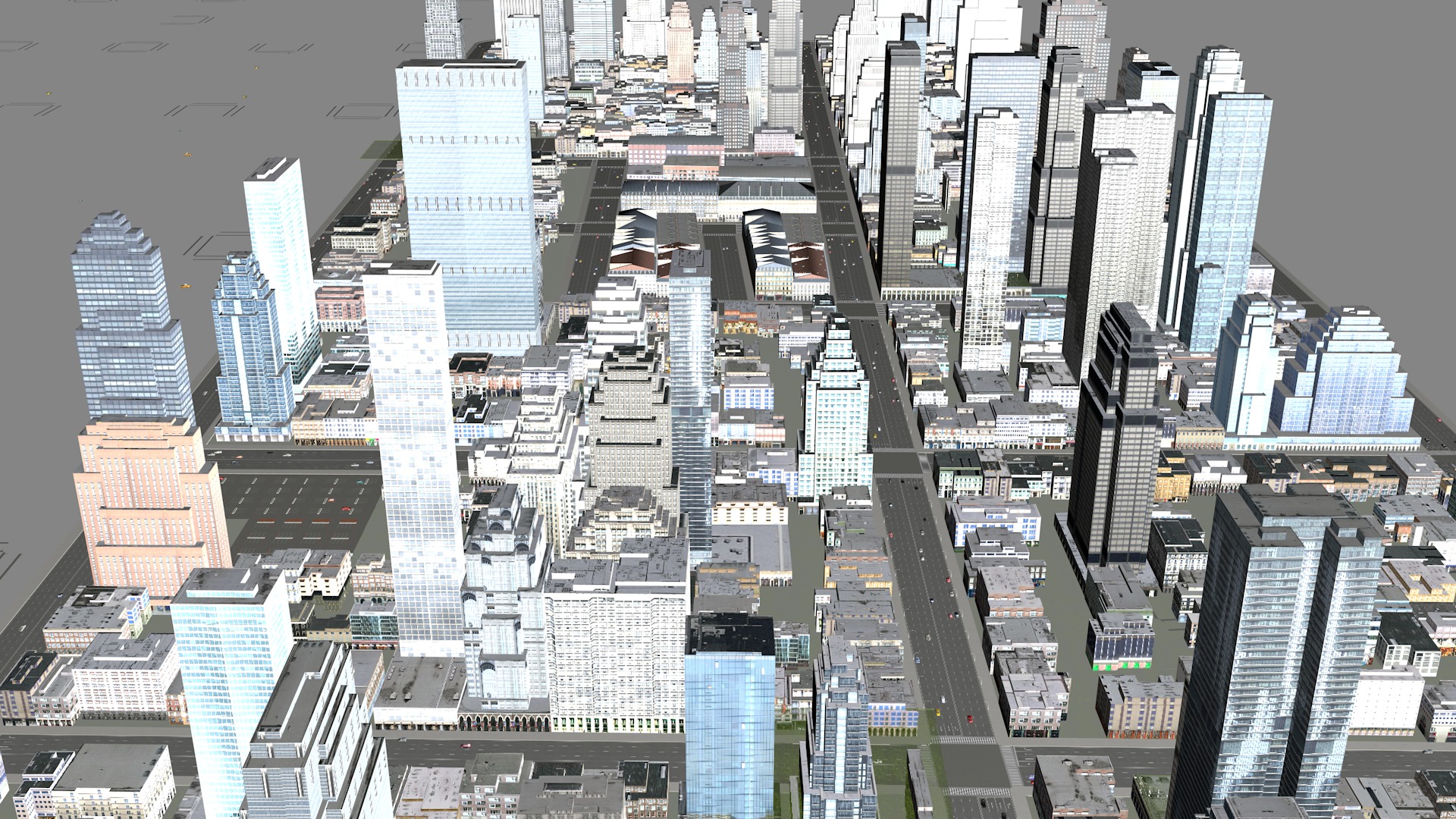 Modern birdseye view of urban Urban buildings office buildings 3D model_12