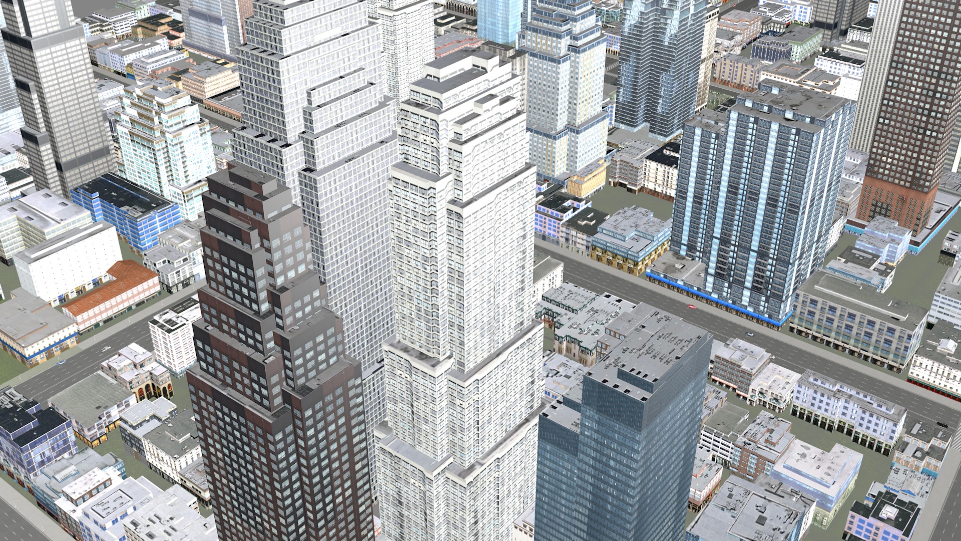 Modern birdseye view of urban Urban buildings office buildings 3D model_21