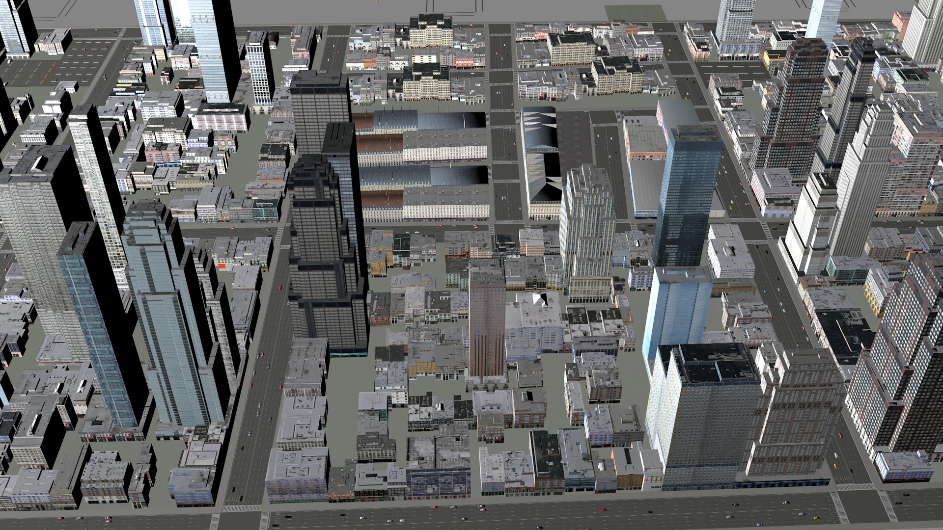 Modern birdseye view of urban Urban buildings office buildings 3D model_3