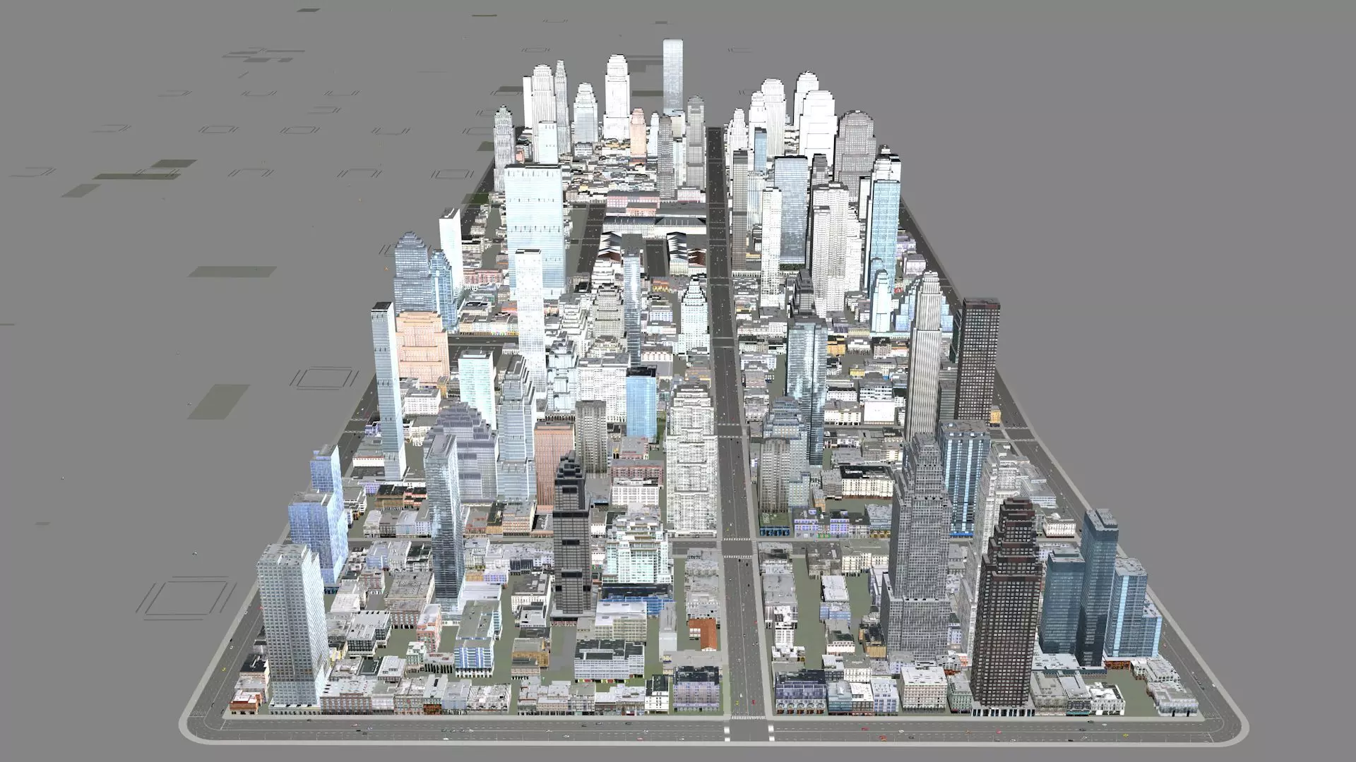 Modern birdseye view of urban Urban buildings office buildings 3D model_0