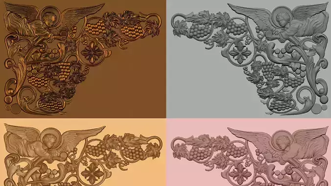 church altar covered with a vine cross and an angelic relief