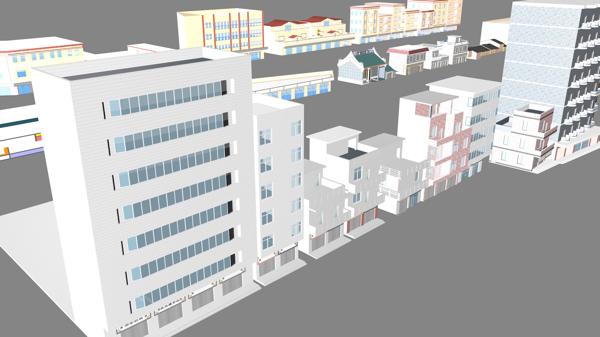 Township building housing 3D model_2