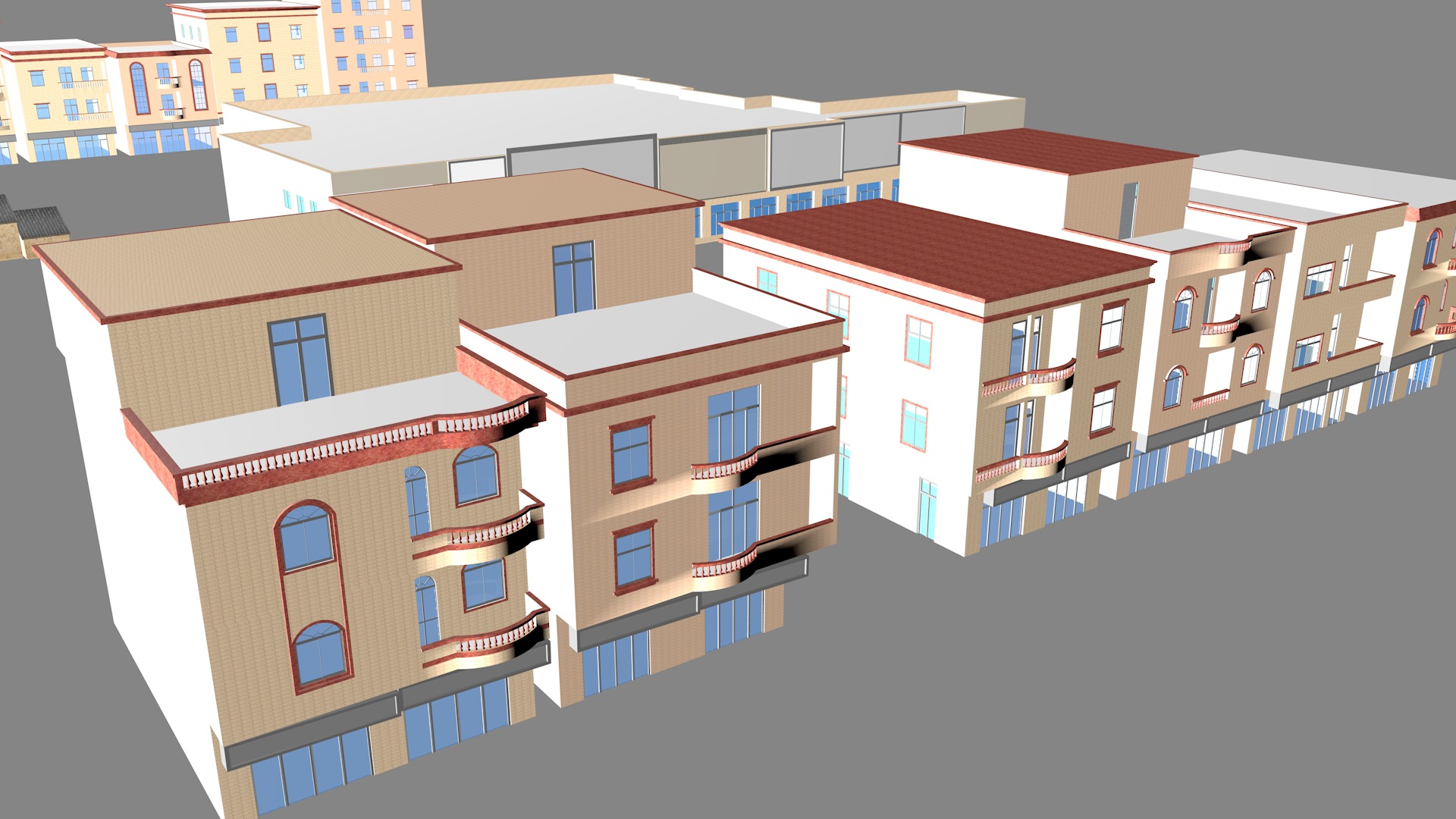 Township building housing 3D model_5