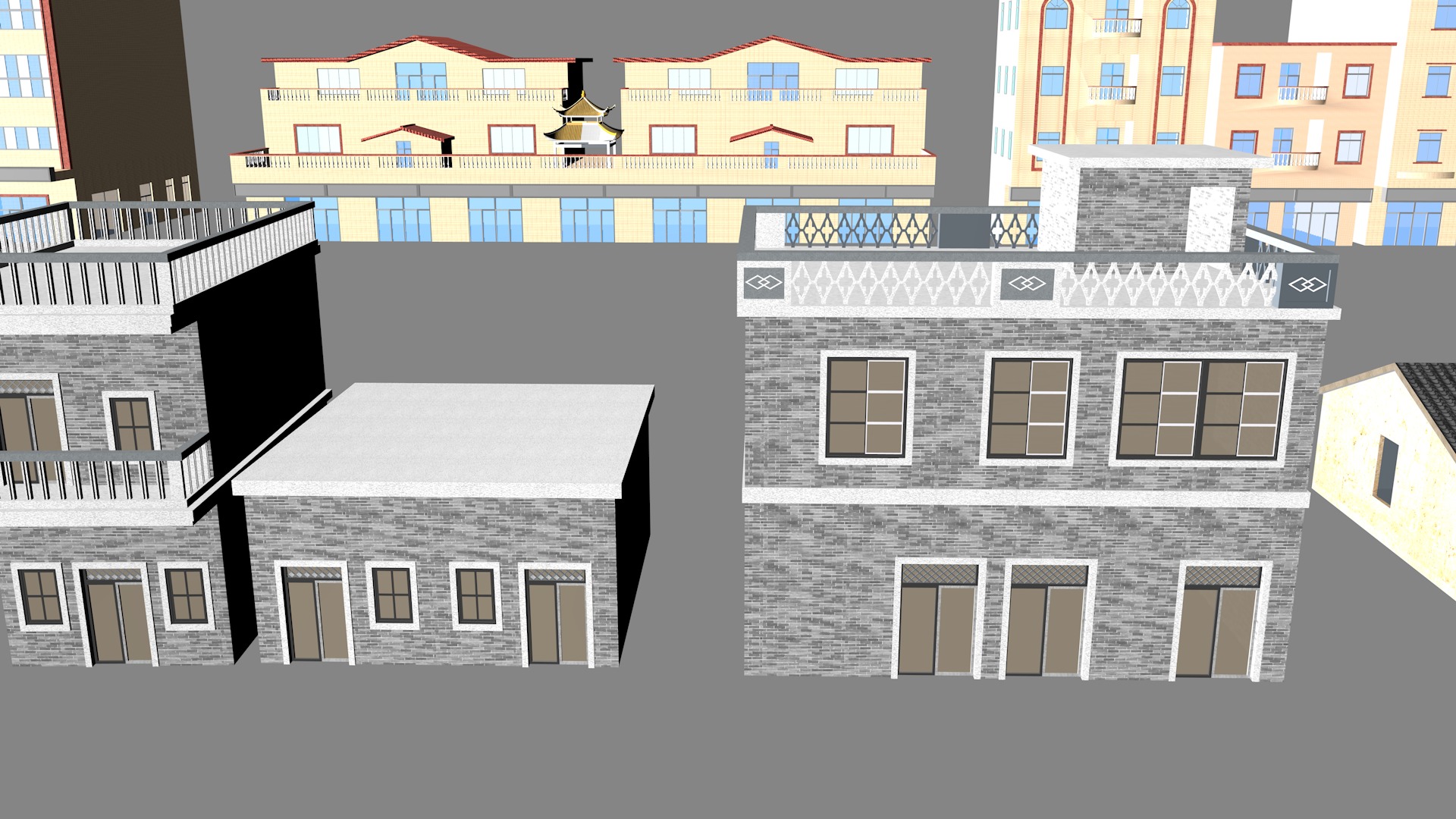 Township building housing 3D model_16