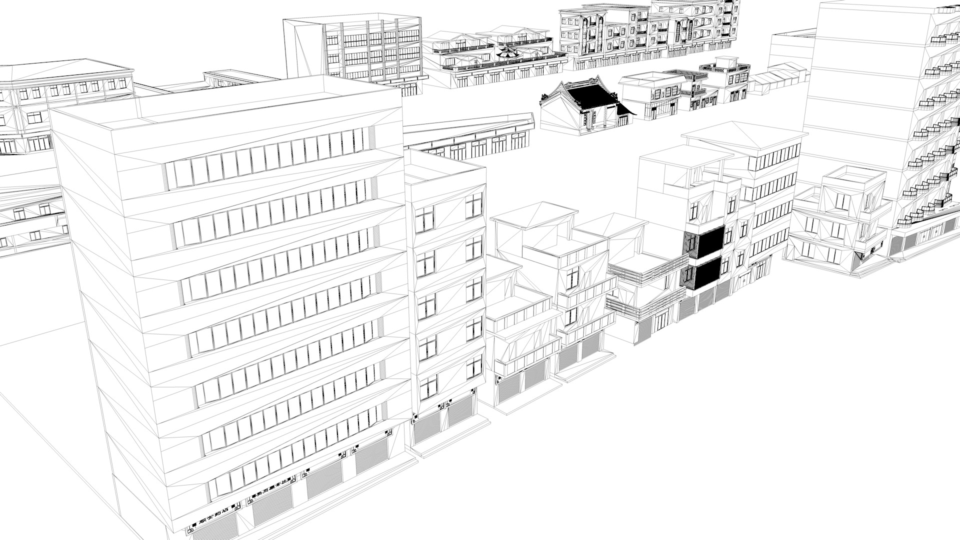Township building housing 3D model_3