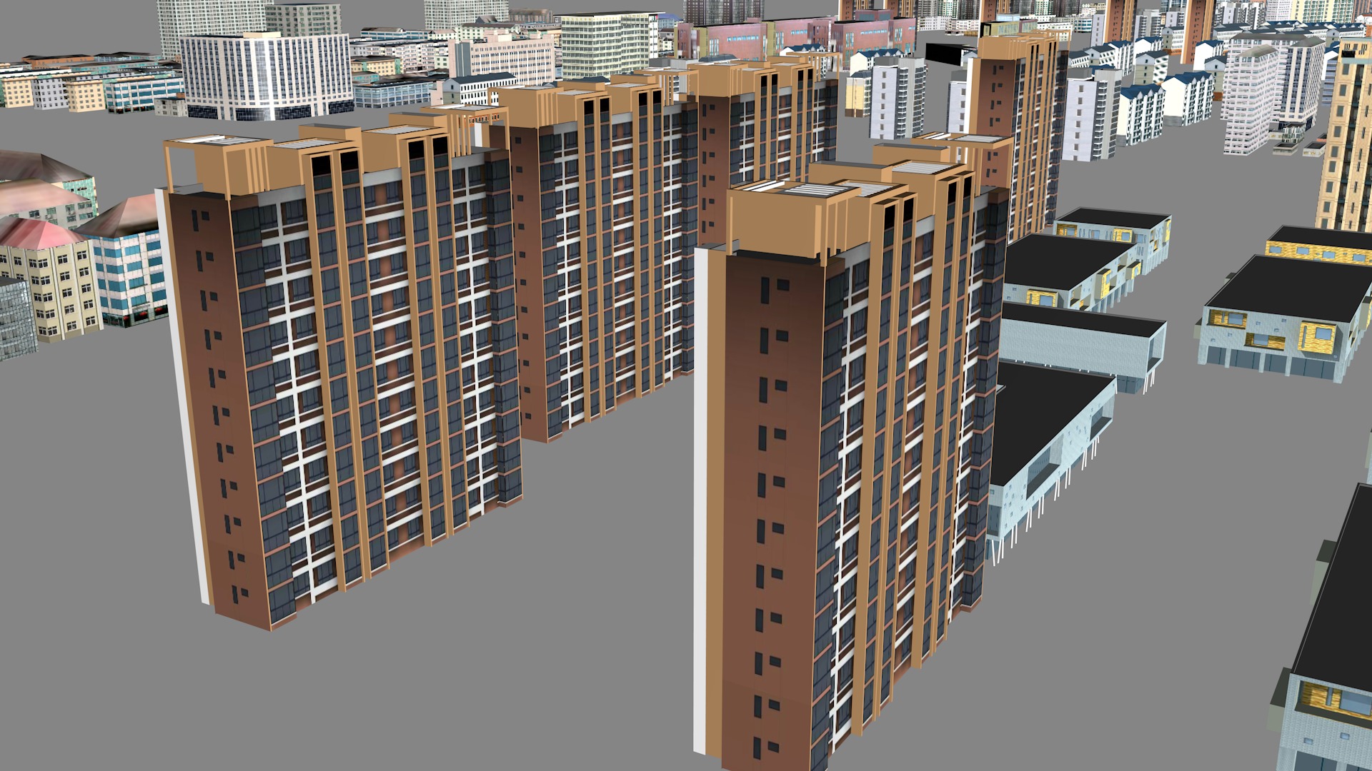 Modern urban highrise buildings building ancillary buildings 3D model_23