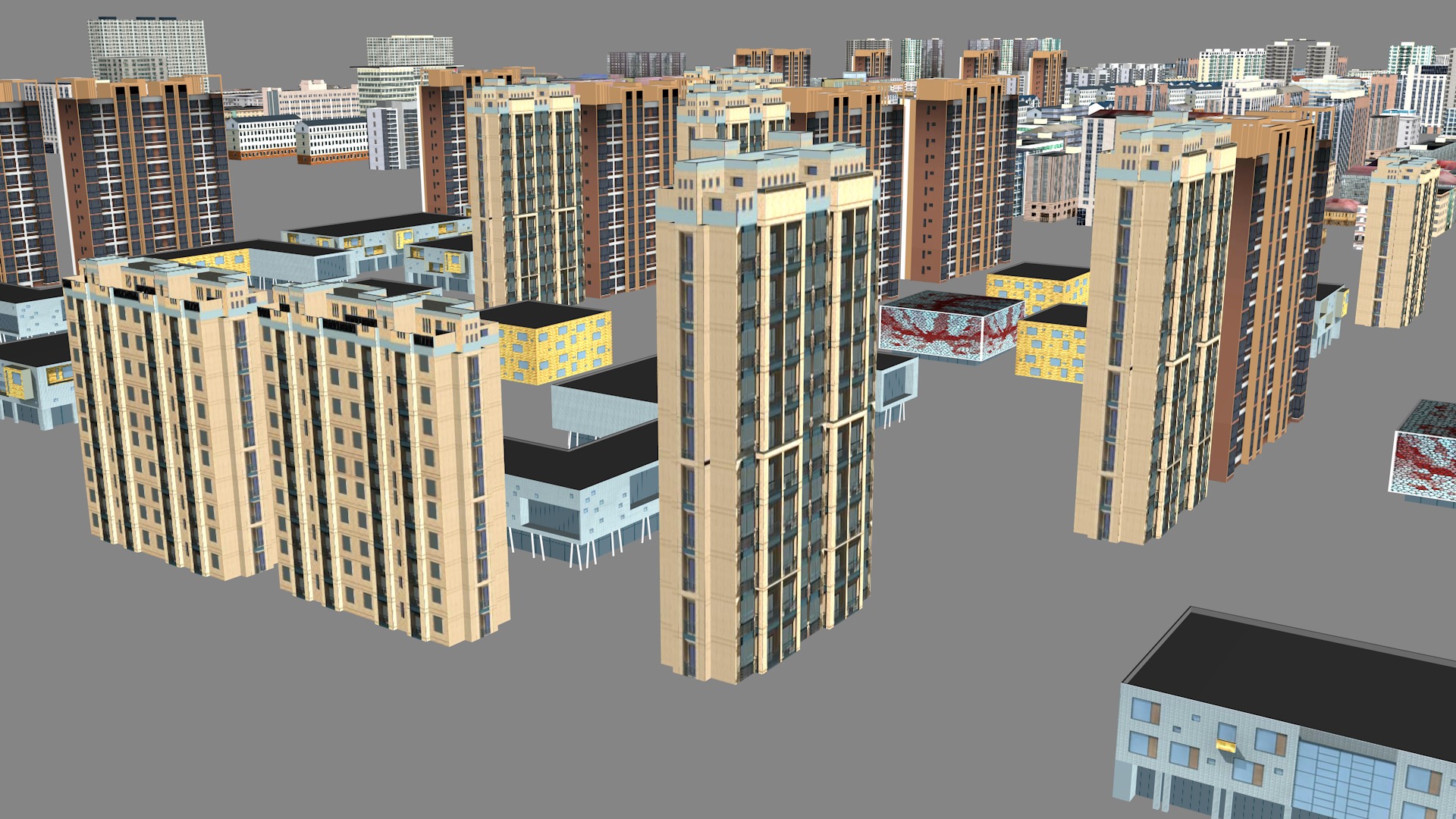 Modern urban highrise buildings building ancillary buildings 3D model_22