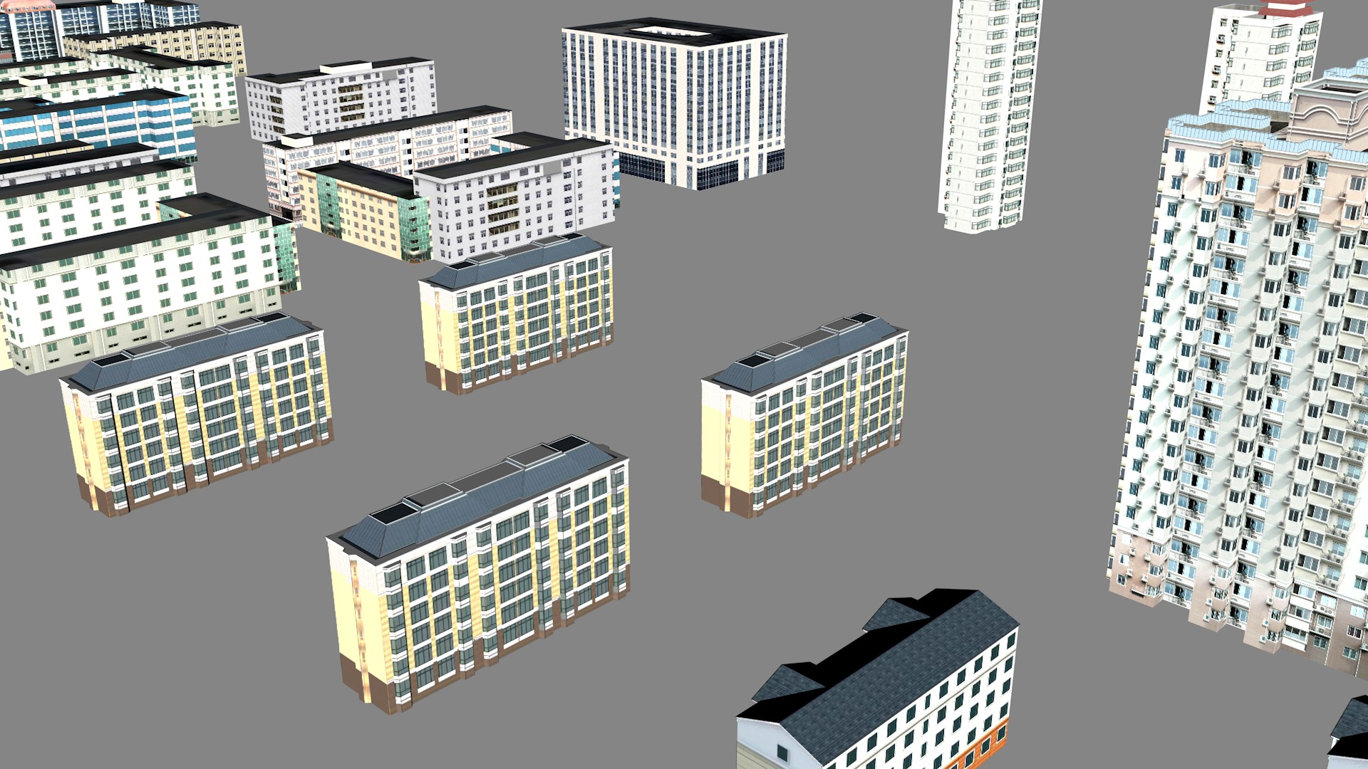 Modern urban highrise buildings building ancillary buildings 3D model_6
