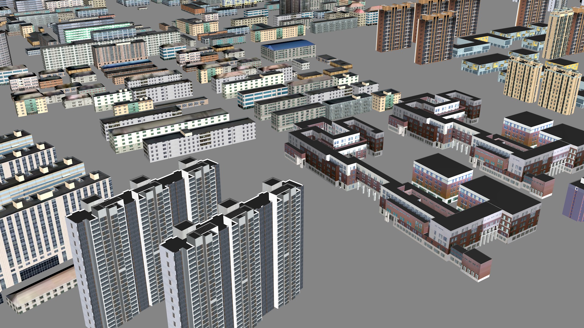 Modern urban highrise buildings building ancillary buildings 3D model_11