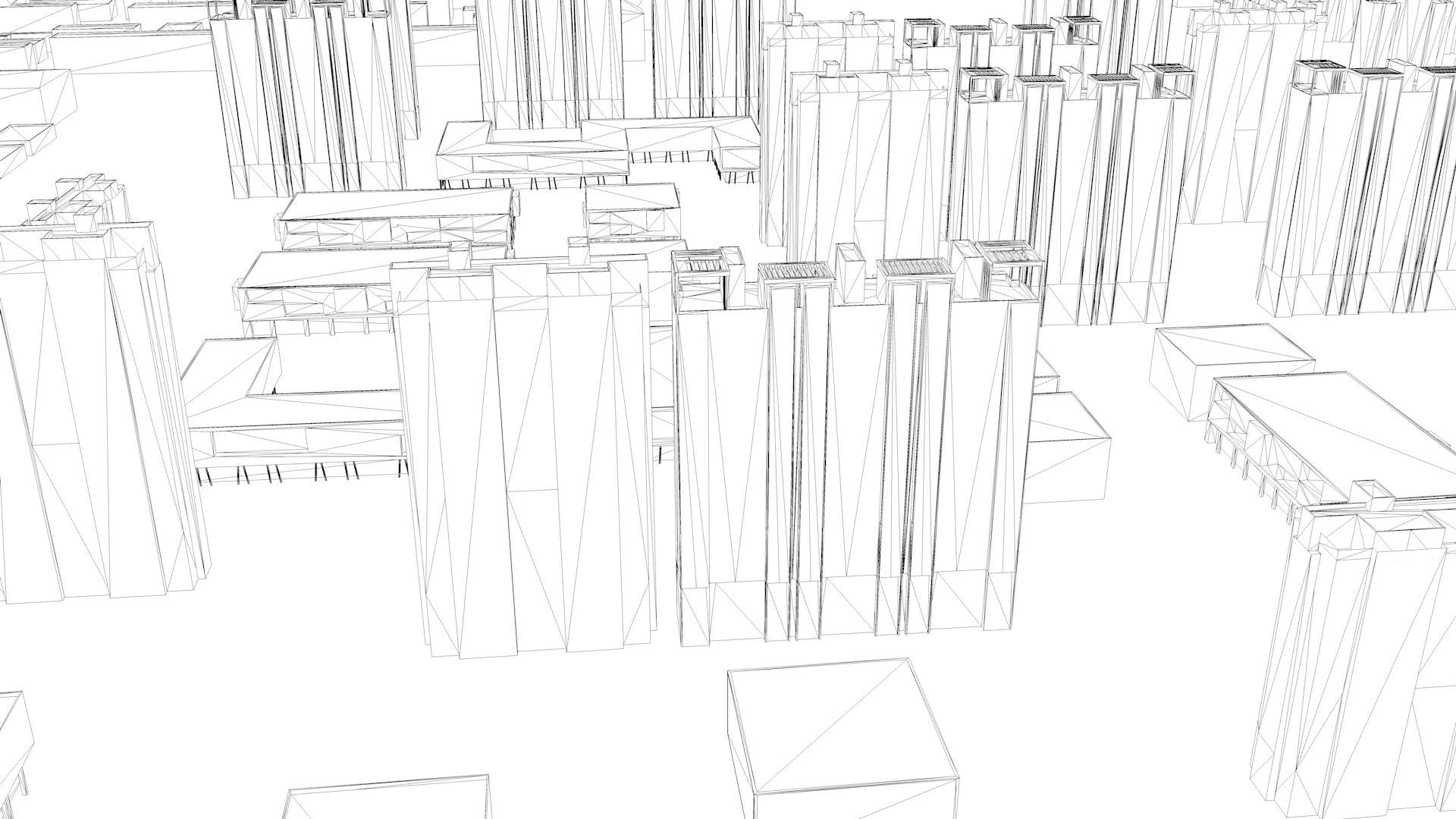 Modern urban highrise buildings building ancillary buildings 3D model_14