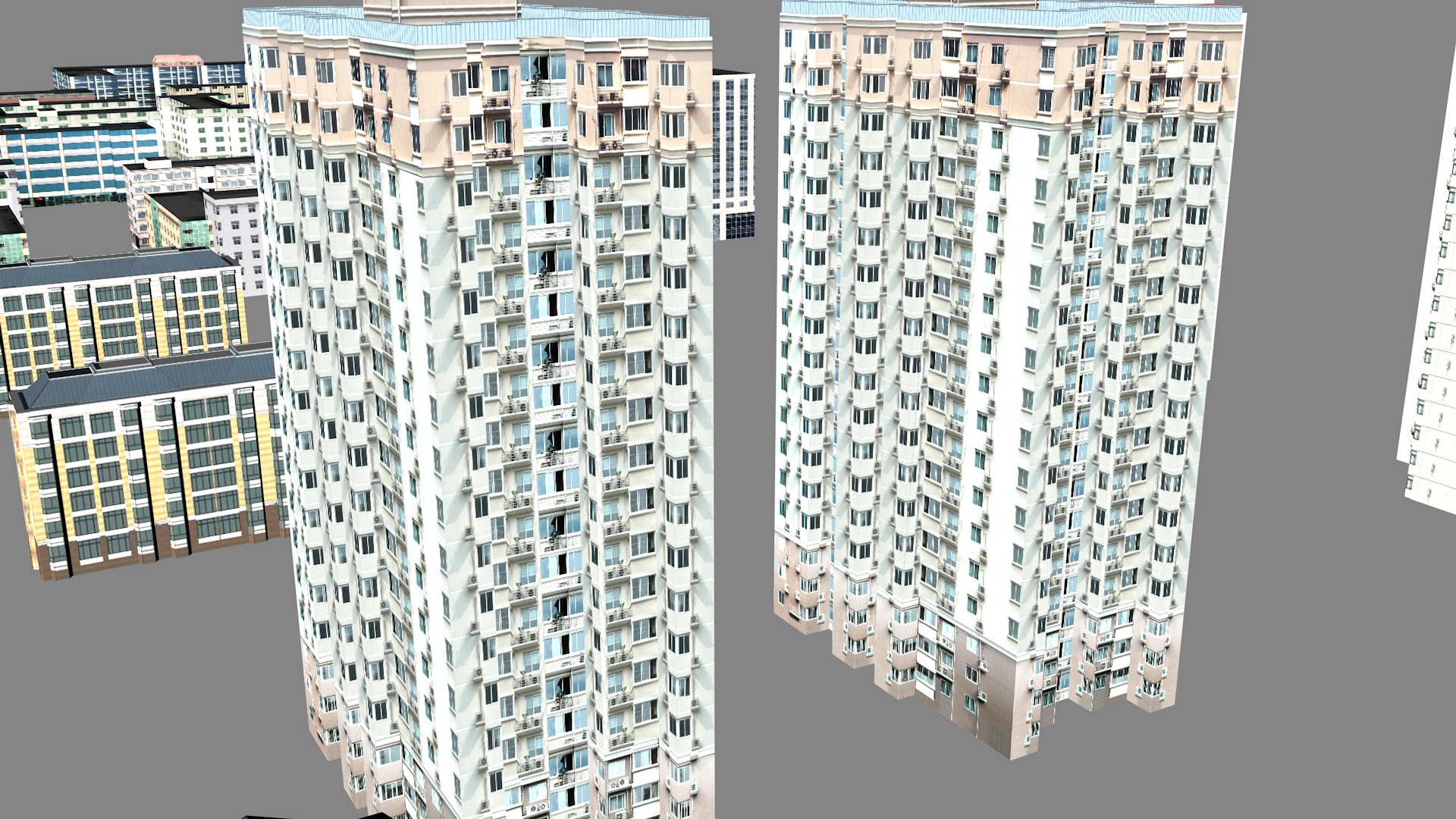 Modern urban highrise buildings building ancillary buildings 3D model_5