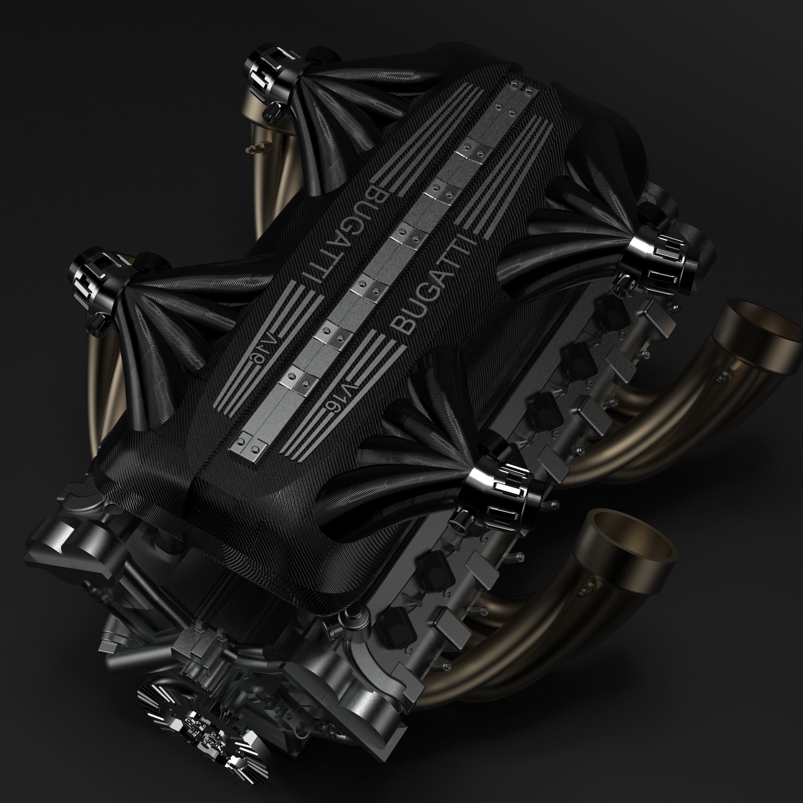 BUGATTI TOURBILLON ENGINE V16 3D print model_3