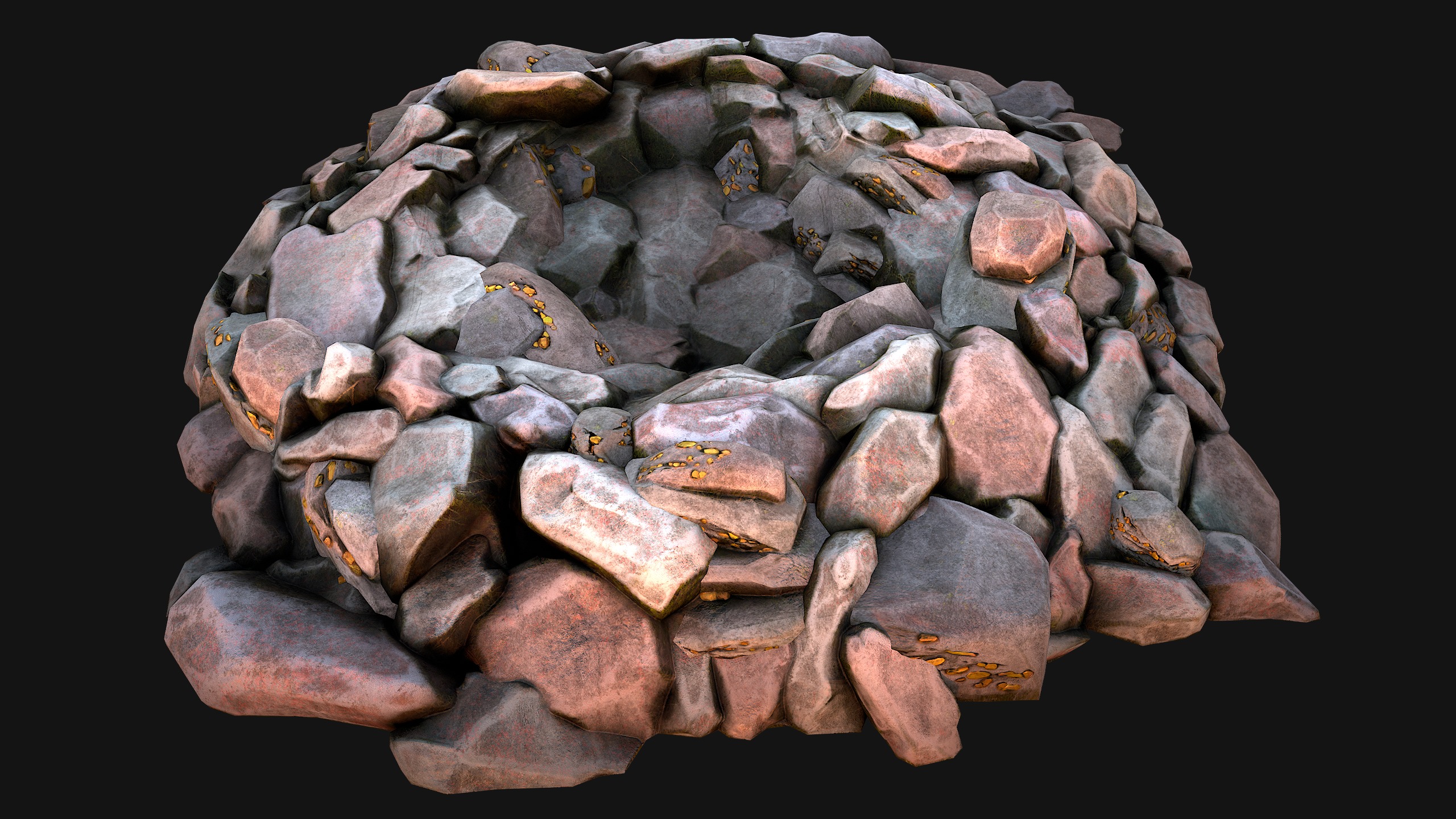 Gold Ore Mineral Treasure Mines Low-poly 3D model_30