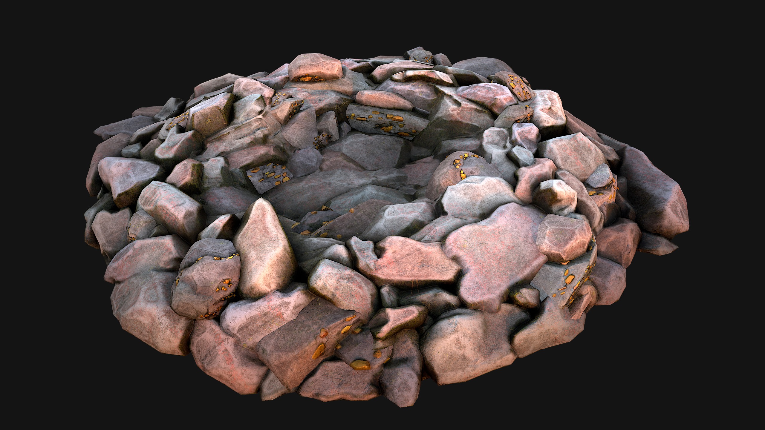 Gold Ore Mineral Treasure Mines Low-poly 3D model_29