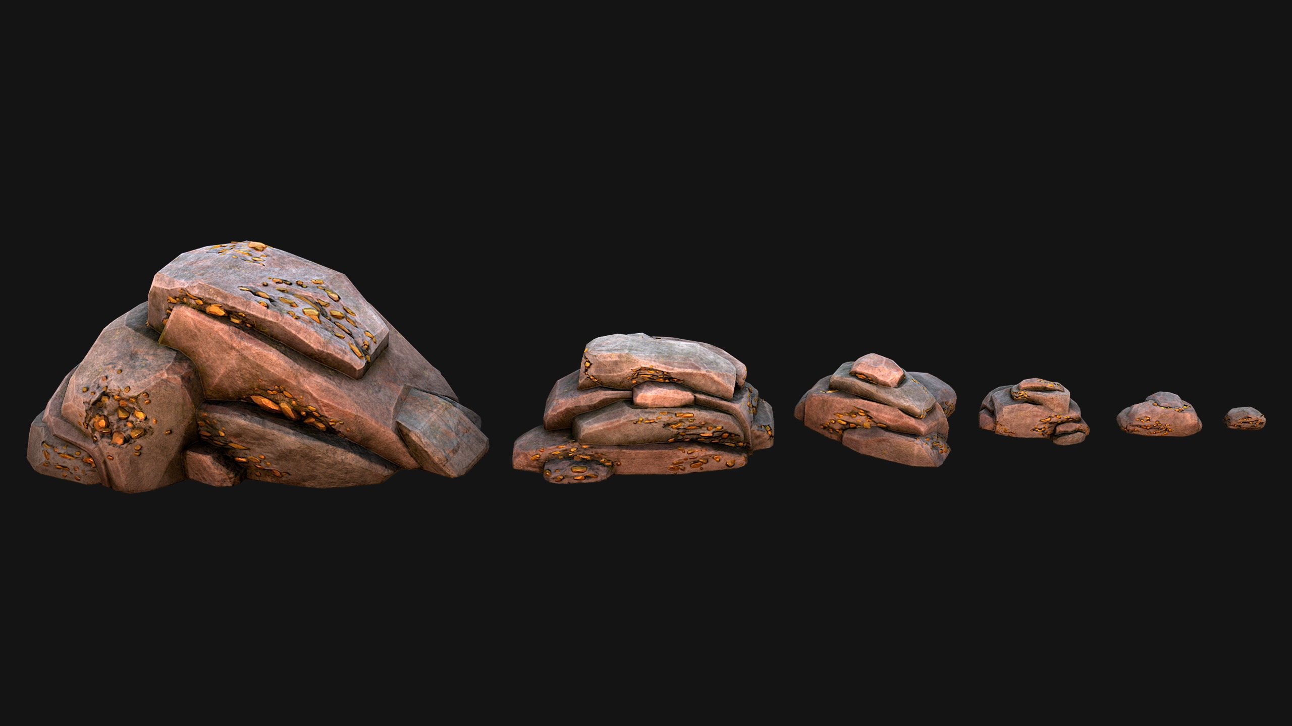 Gold Ore Mineral Treasure Mines Low-poly 3D model_26