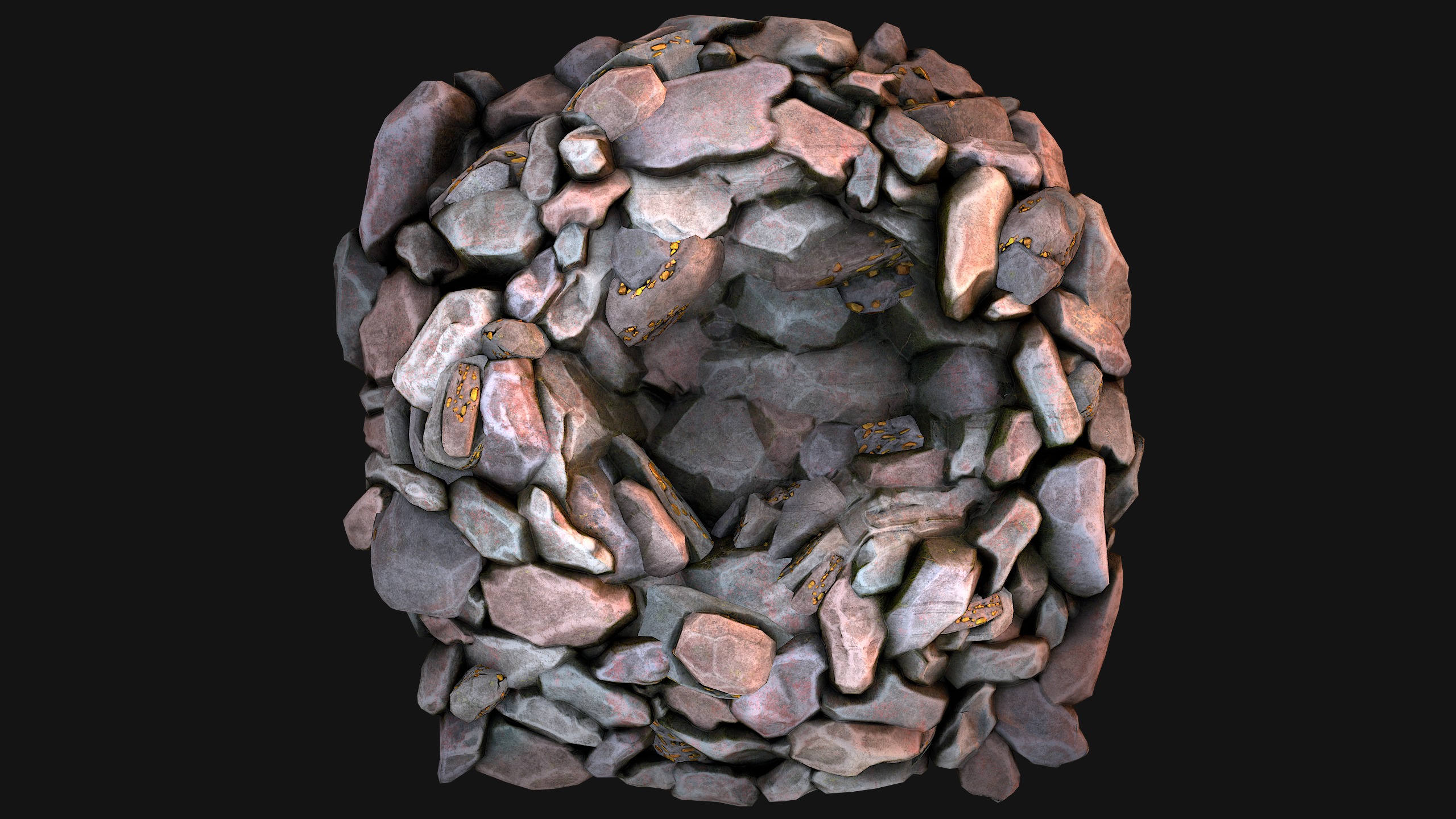 Gold Ore Mineral Treasure Mines Low-poly 3D model_31