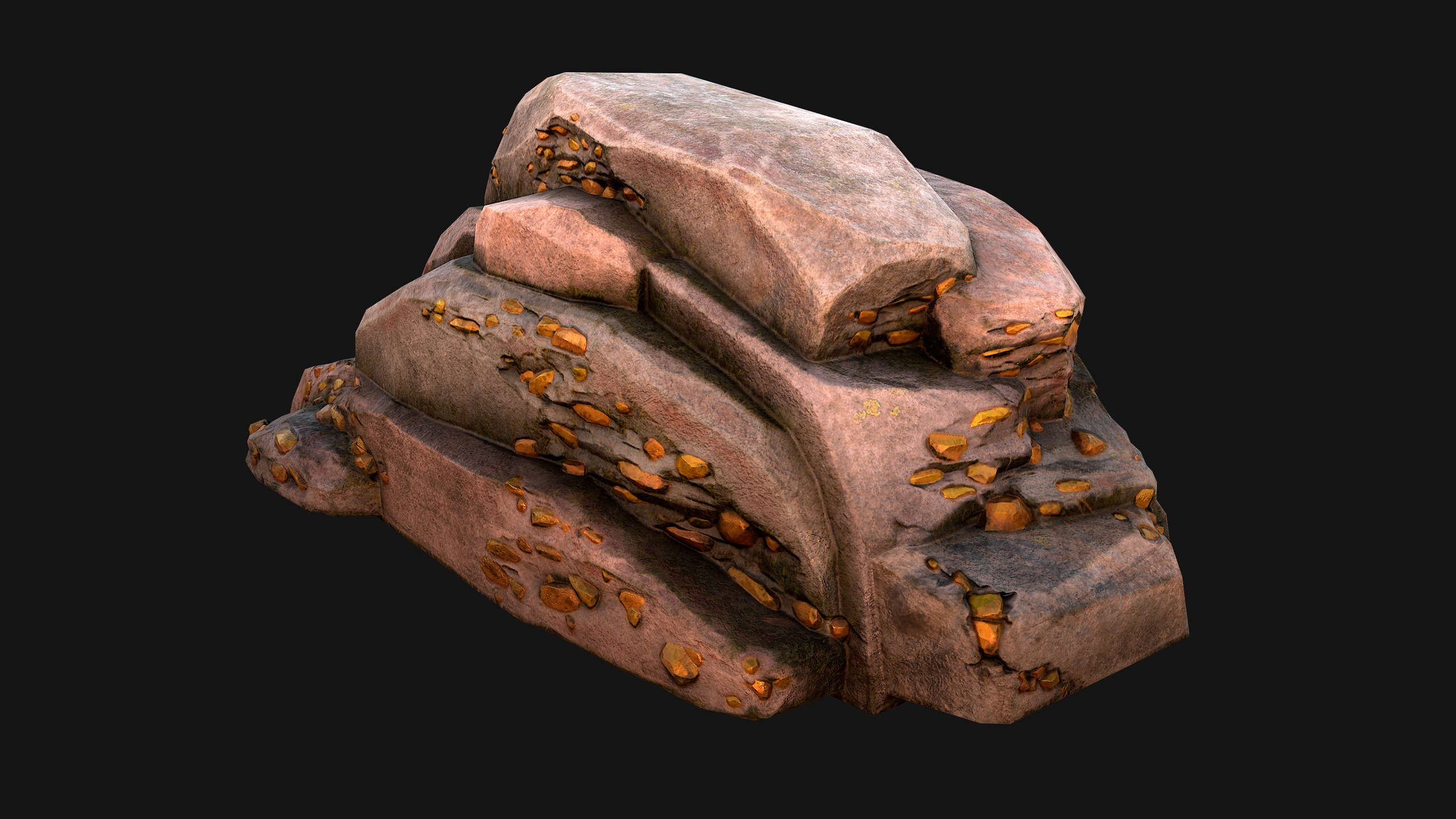 Gold Ore Mineral Treasure Mines Low-poly 3D model_14