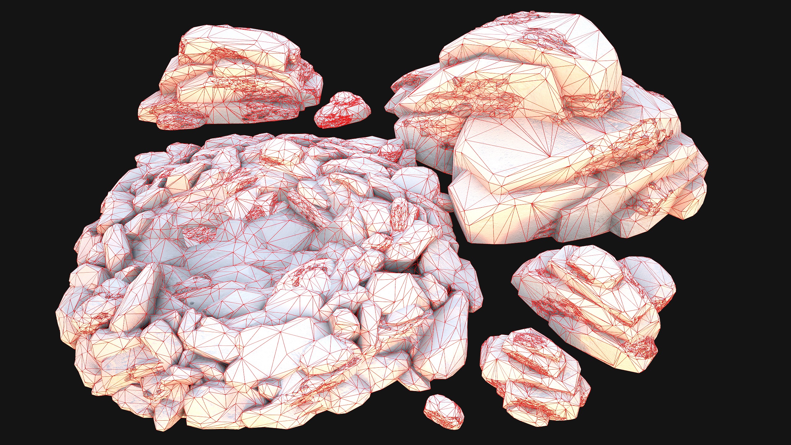 Gold Ore Mineral Treasure Mines Low-poly 3D model_11