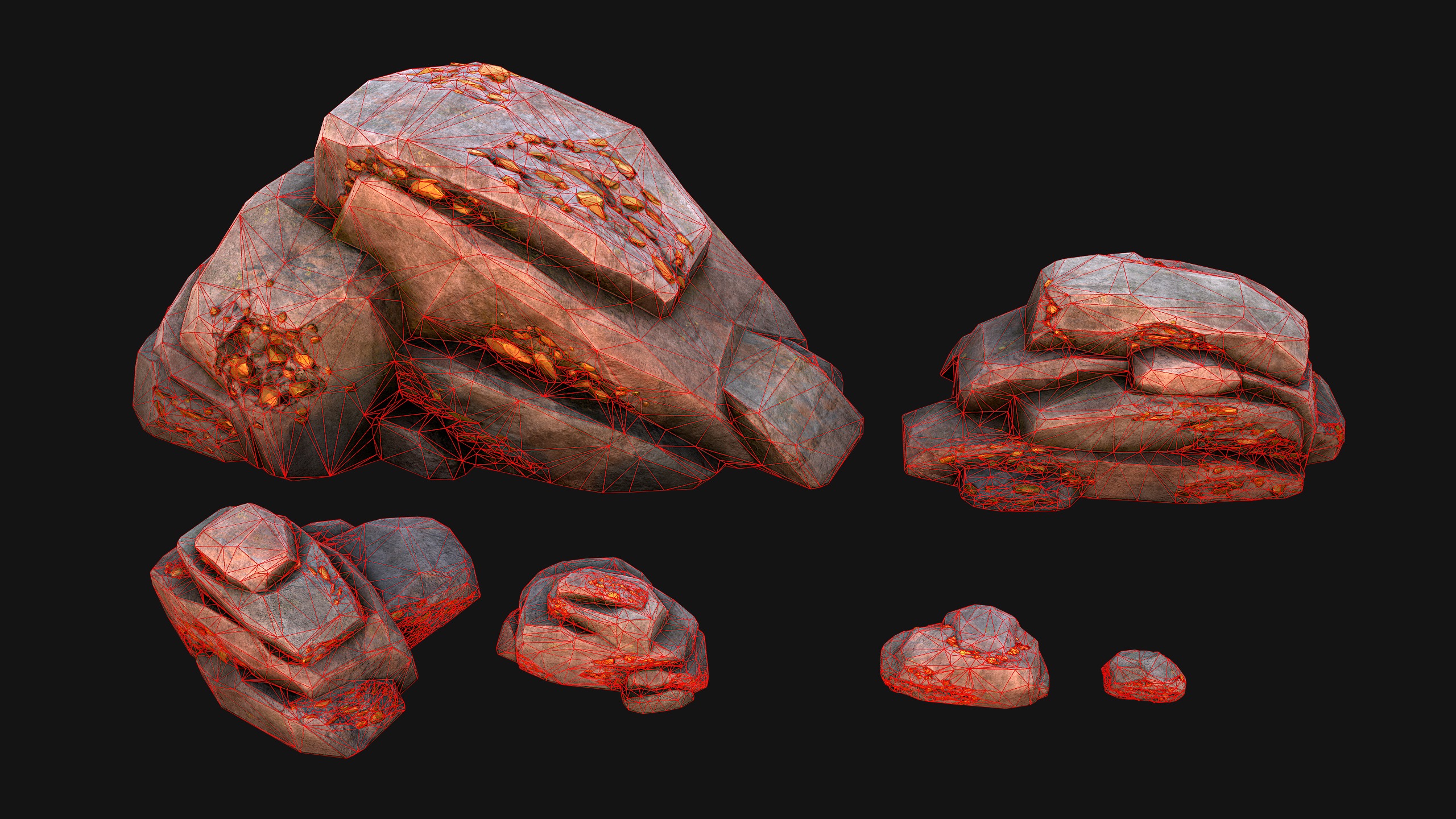 Gold Ore Mineral Treasure Mines Low-poly 3D model_19