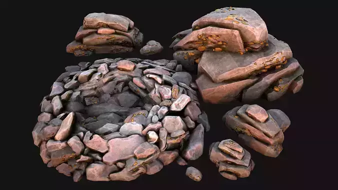 Gold Ore Mineral Treasure Mines Low-poly 3D model