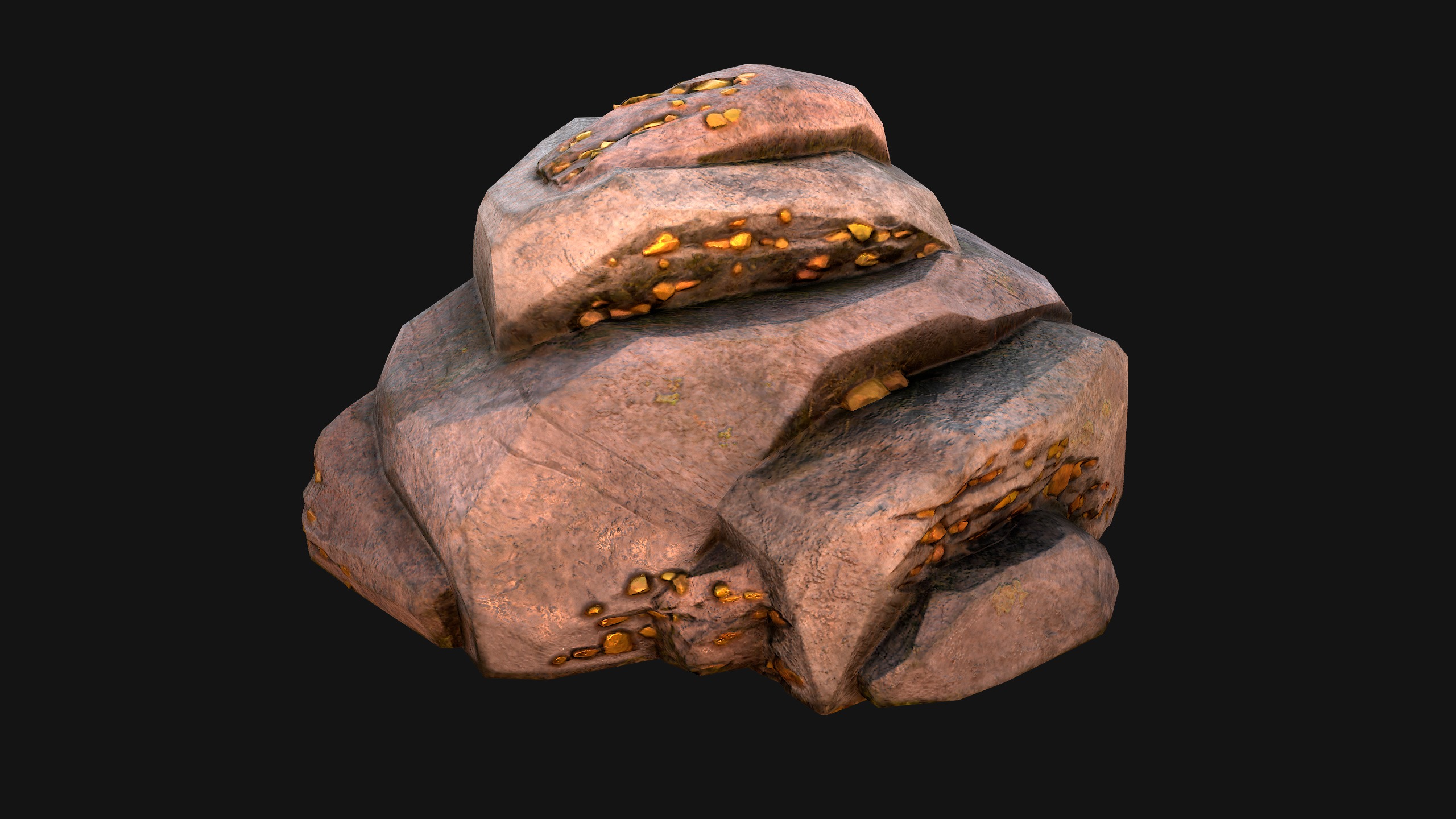 Gold Ore Mineral Treasure Mines Low-poly 3D model_16