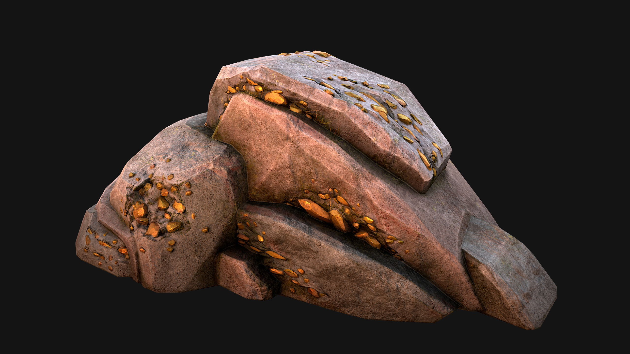 Gold Ore Mineral Treasure Mines Low-poly 3D model_13